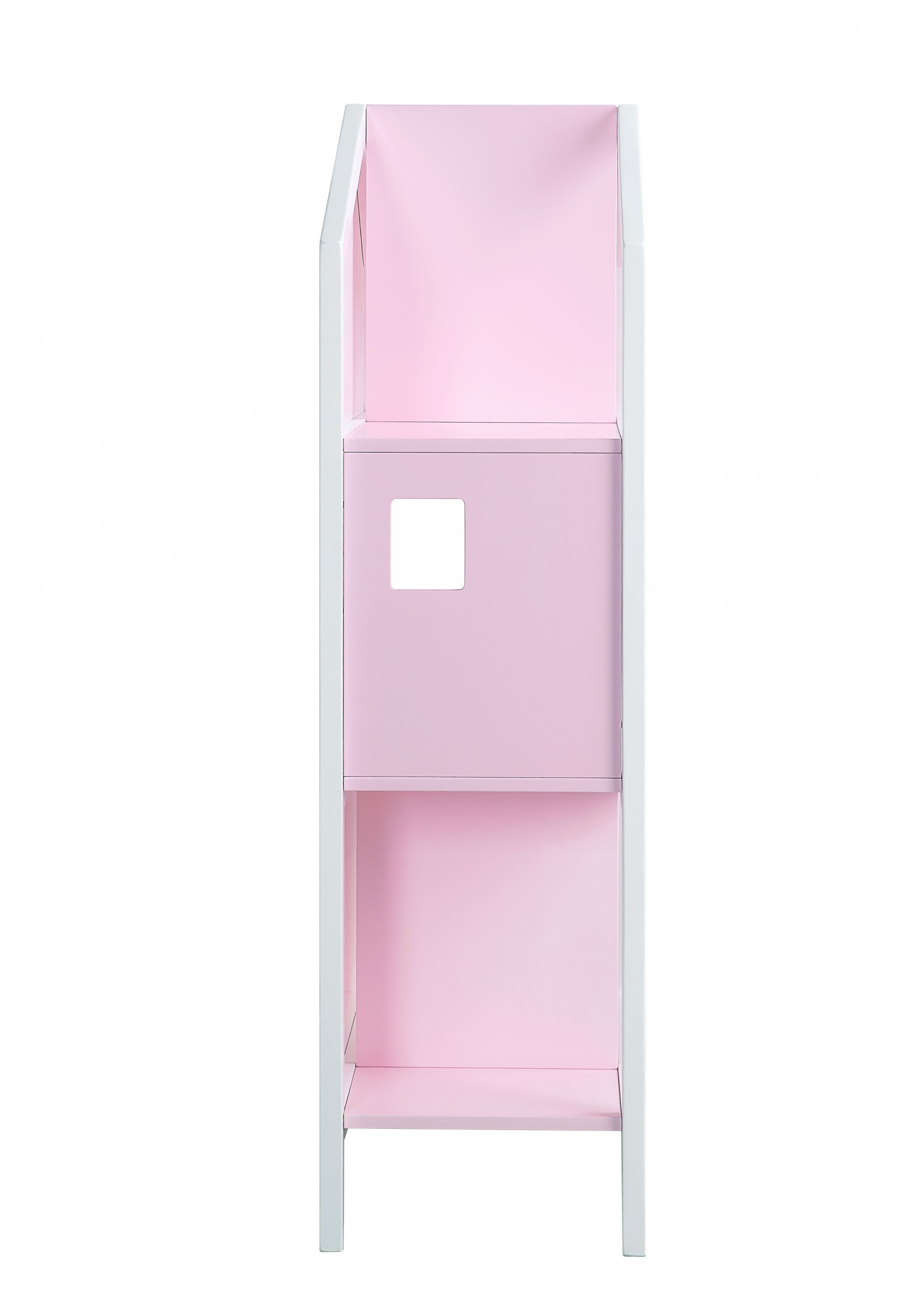 14" X 33" X 50" White Pink Wood Bookcase