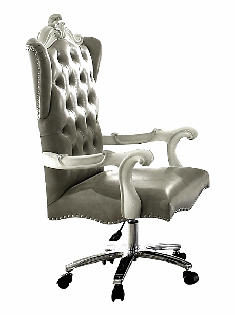 28" X 28" X 48" Silver Faux Leather Upholstery Finish Antique Platinum Executive Chair with Swivel and Lift