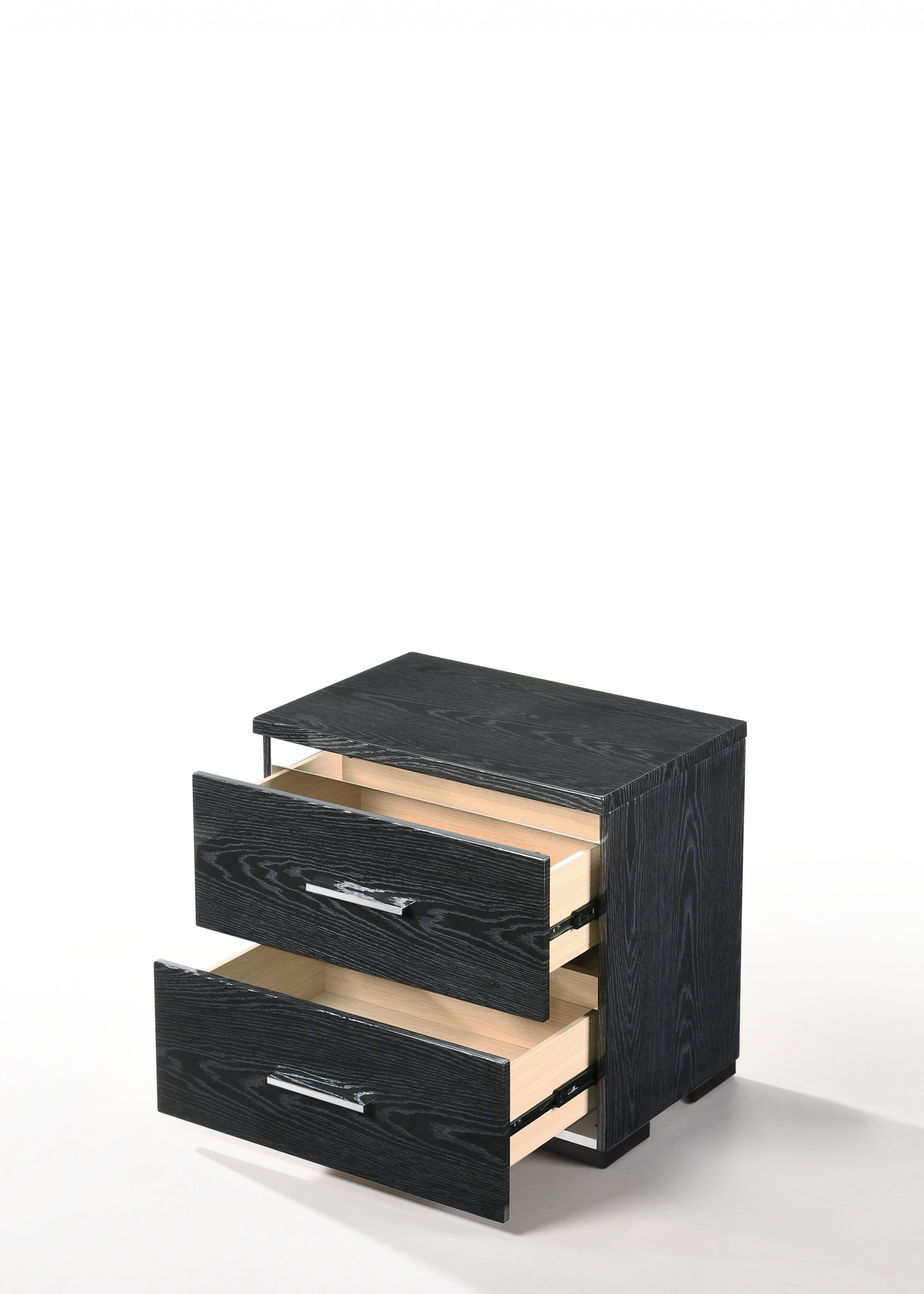 15" X 22" X 23" Black (High Gloss) Wood Veneer (Paper) Nightstand
