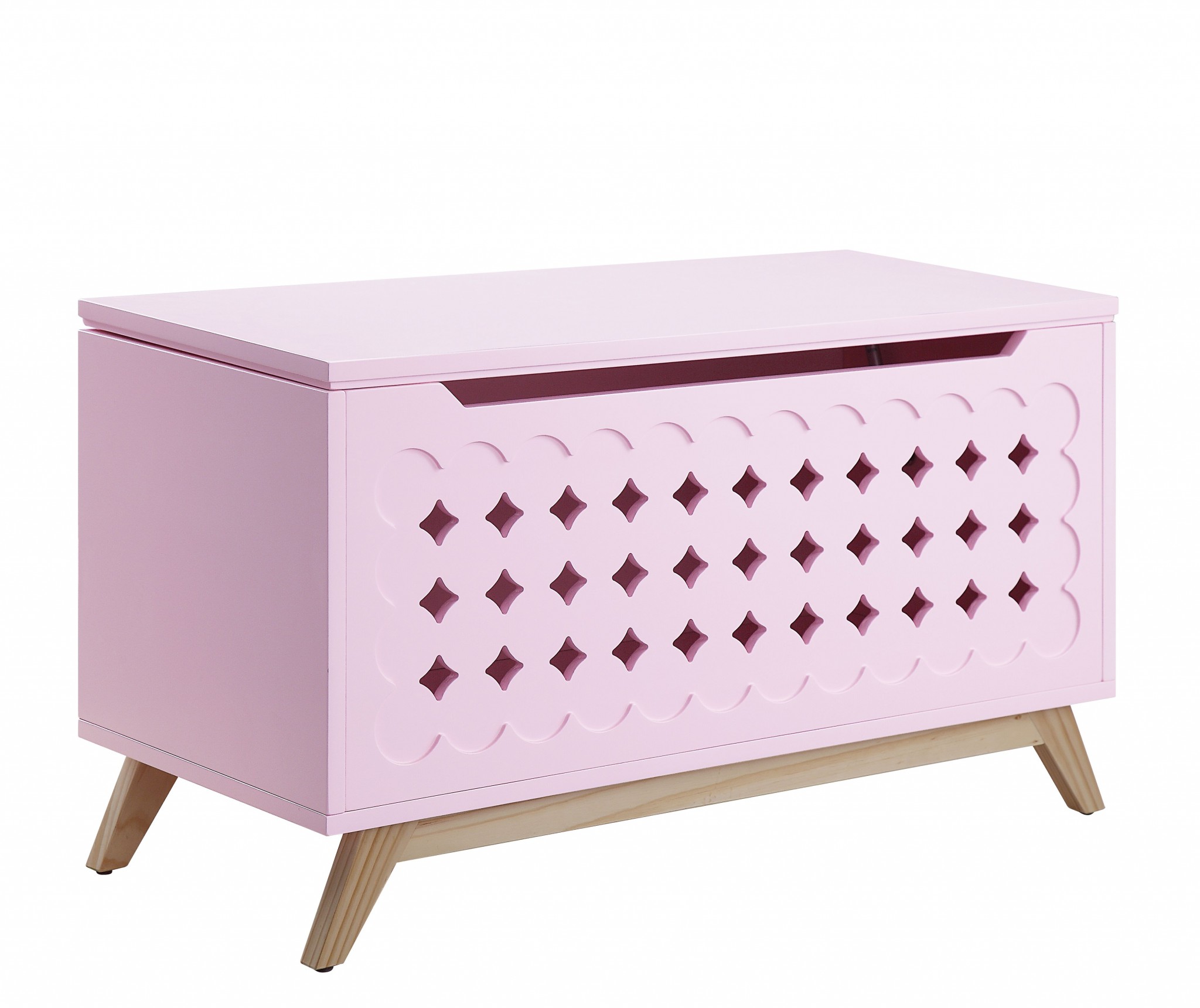16" X 37" X 21" Pink Natural Wood Youth Chest