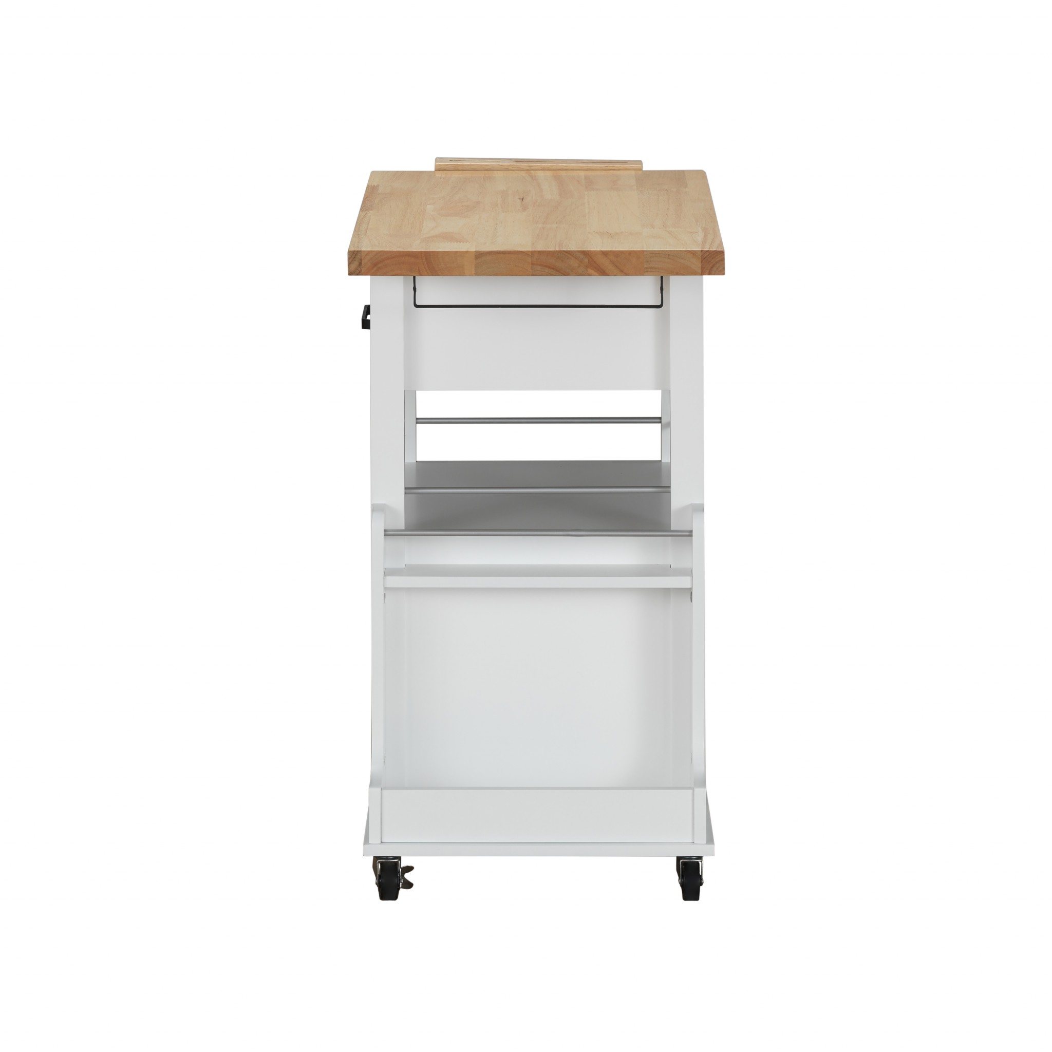 19" X 35" X 35" Natural White Wood Casters Kitchen Cart
