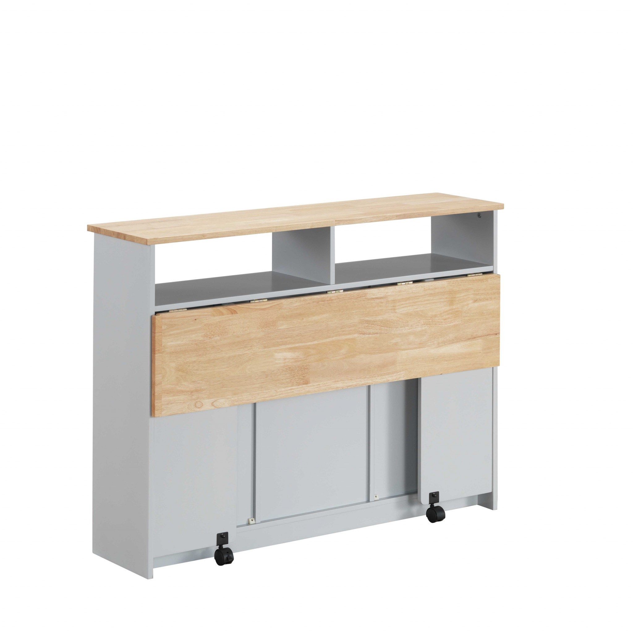 23" X 47" X 37" Natural Gray Wood Casters Kitchen Cart