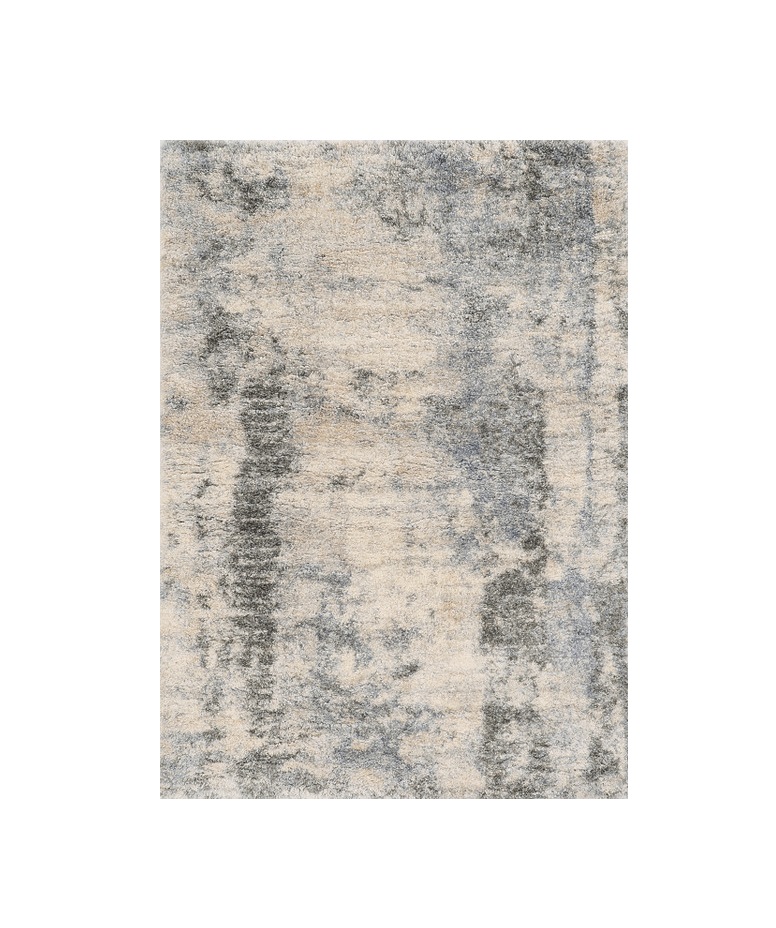 8" X 10" Ivory Blue Machine Woven Abstract Indoor Area Rug