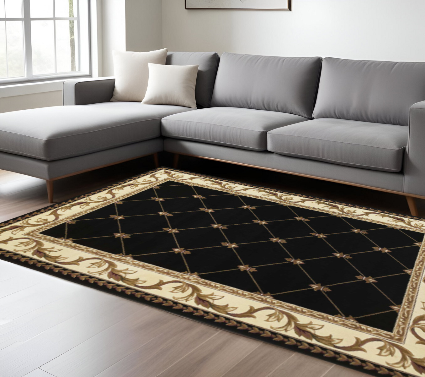 7' X 10'  Polypropylene Black Area Rug-349703-1