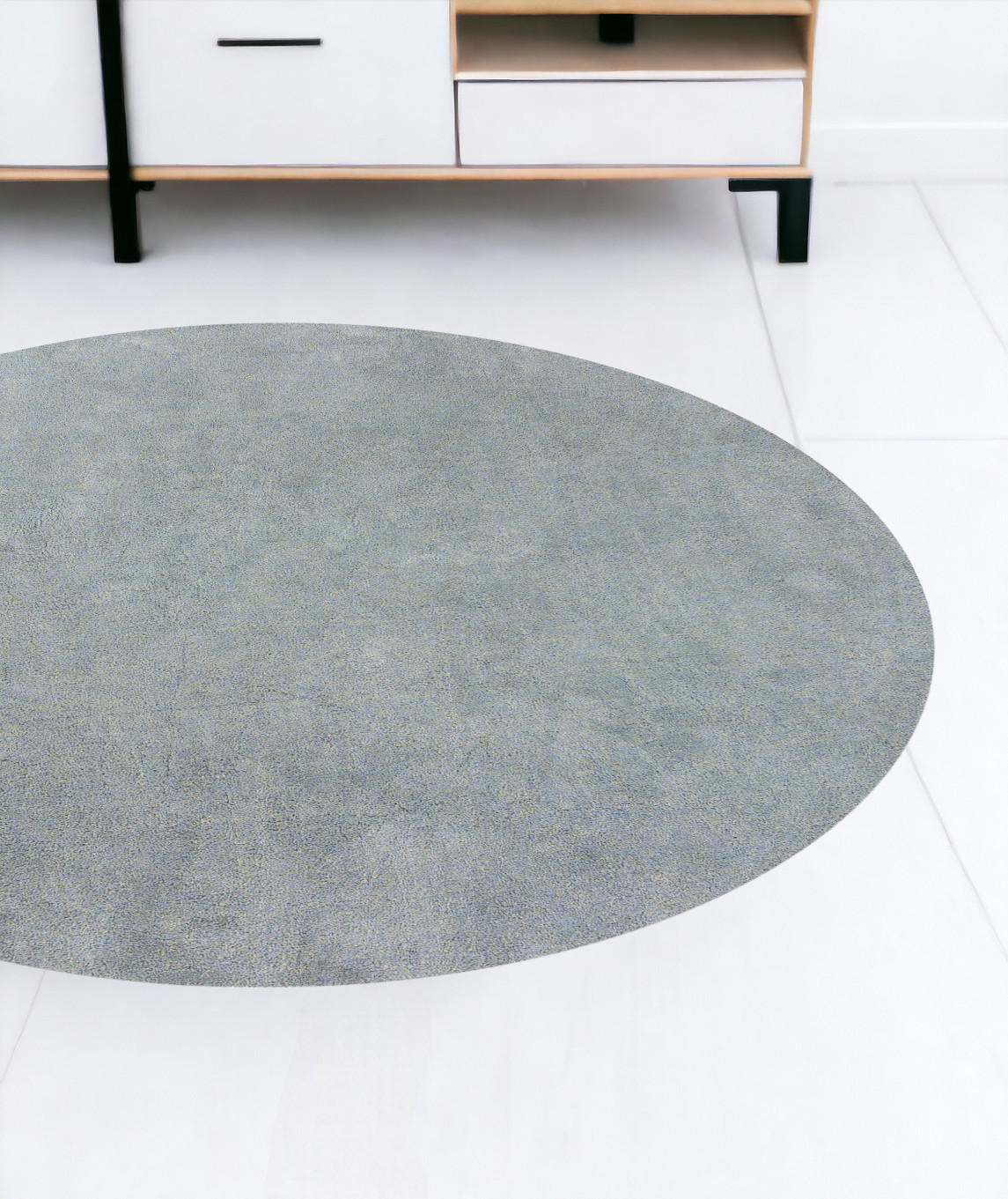 8' Round  Polyester Blue Heather Area Rug-349771-1