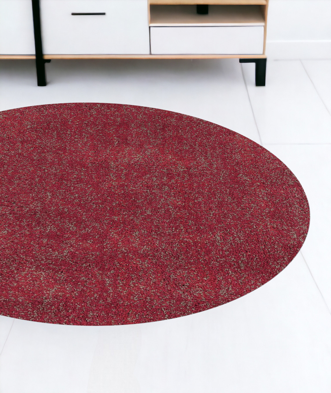 8' Round  Polyester Red Heather Area Rug-349773-1