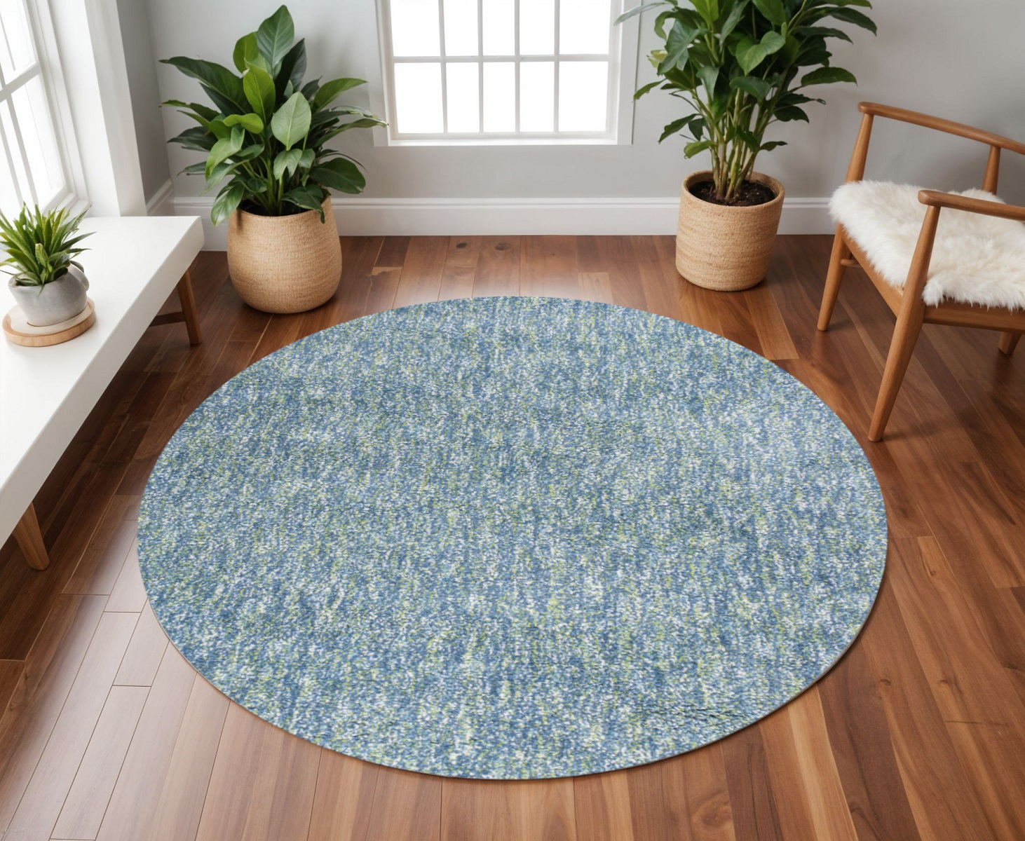 8' Round  Polyester Seafoam Heather Area Rug-349777-1