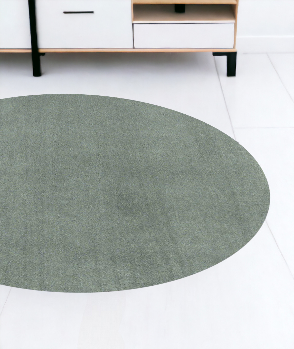 8' Round  Polyester Slate Area Rug-349783-1