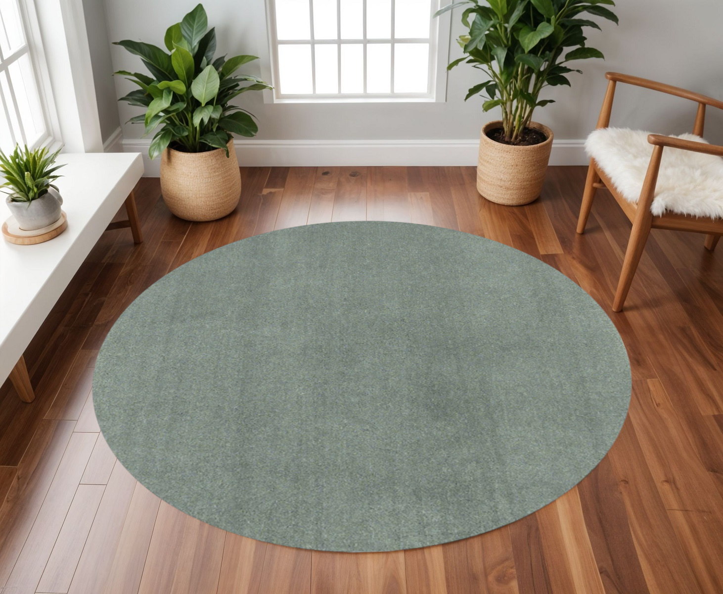 8' Round  Polyester Slate Area Rug-349783-1