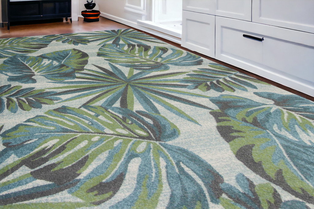 7' X 10'  Polypropylene Teal Or  Green Area Rug-349845-1