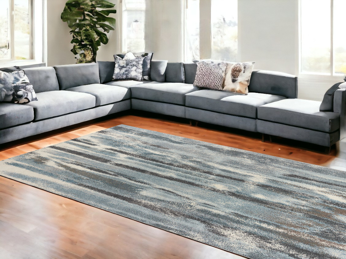 7' X 10'  Polypropylene Teal Area Rug-349864-1