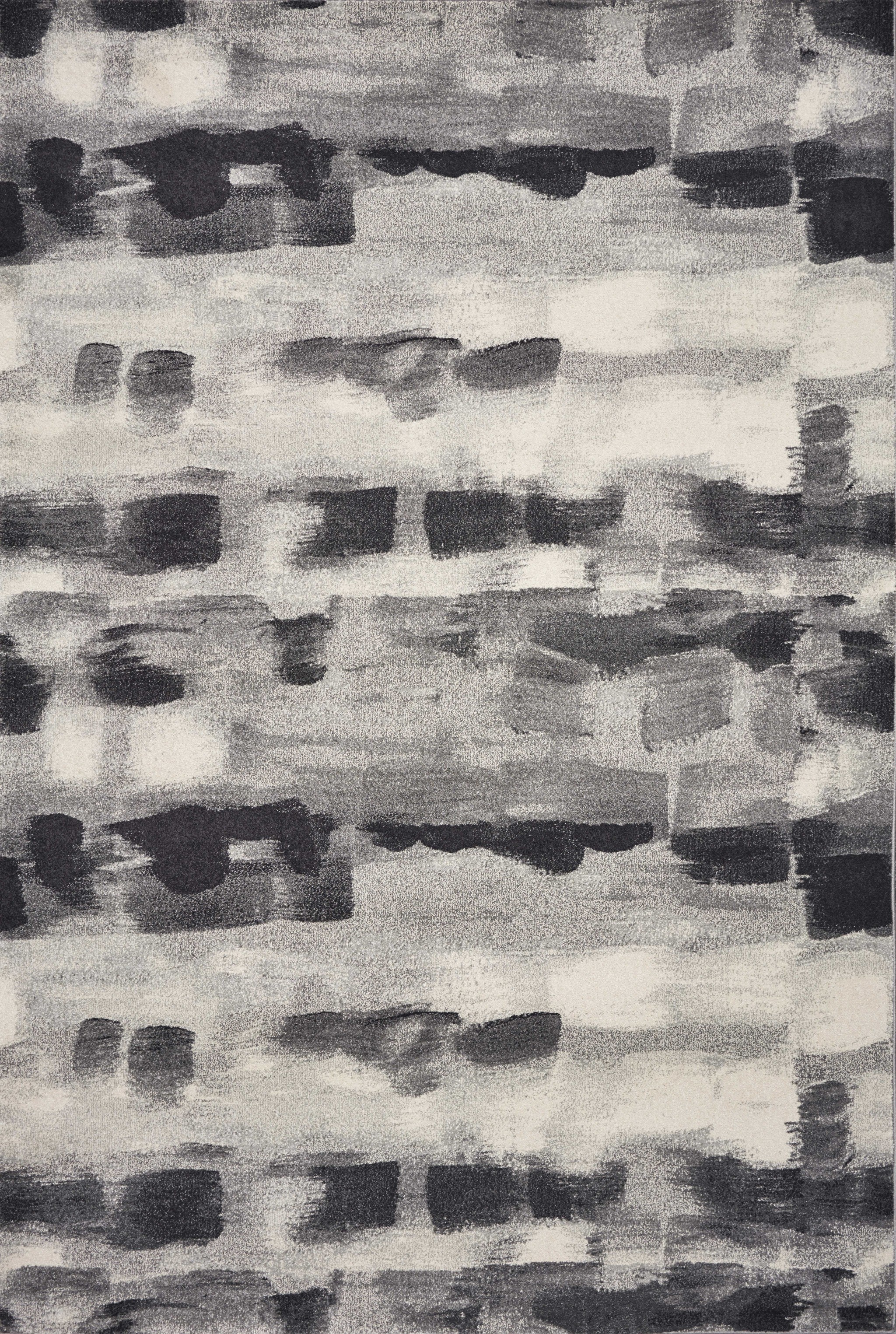 8" X 11" Shades Of Grey Machine Woven Abstract Brushstroke Indoor Area Rug