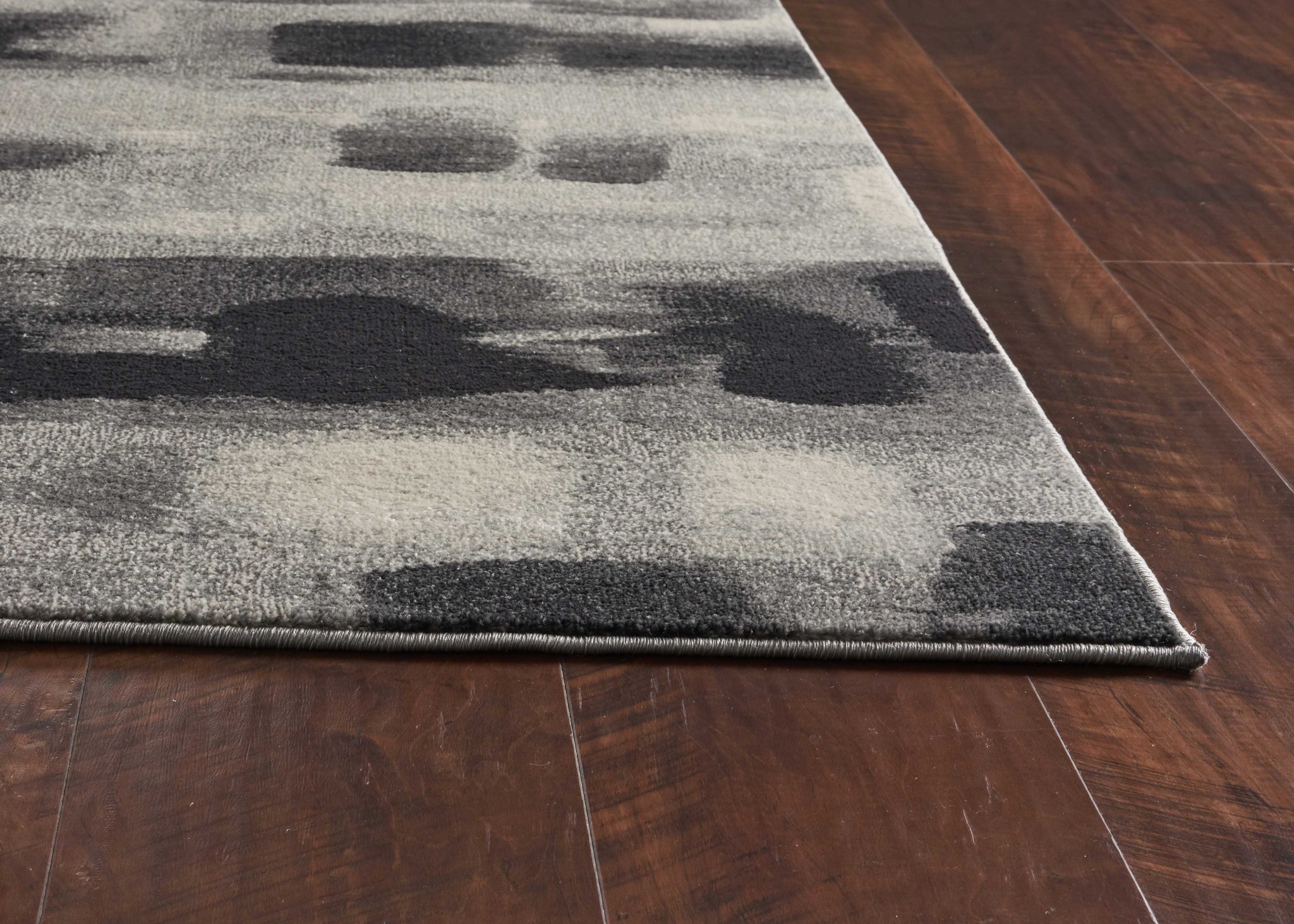 8" X 11" Shades Of Grey Machine Woven Abstract Brushstroke Indoor Area Rug