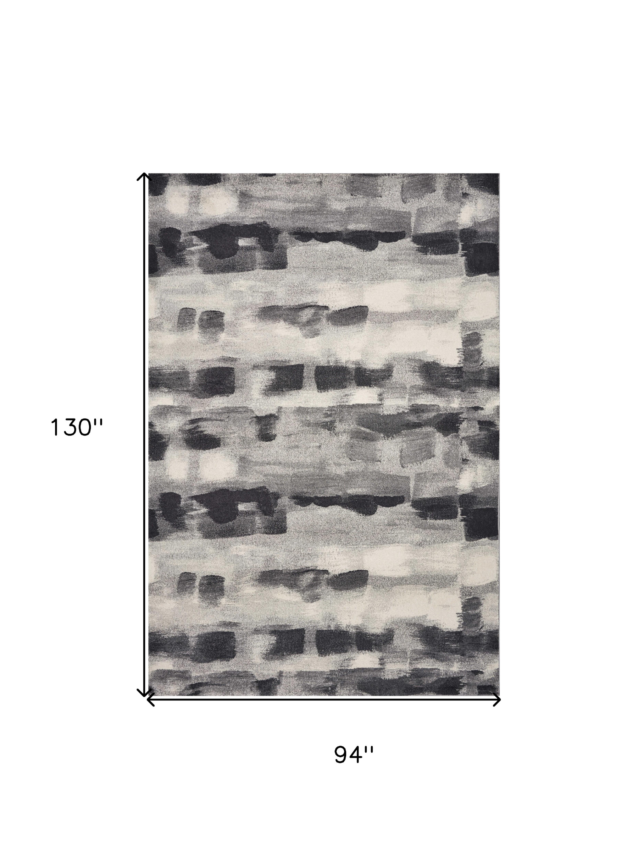8" X 11" Shades Of Grey Machine Woven Abstract Brushstroke Indoor Area Rug