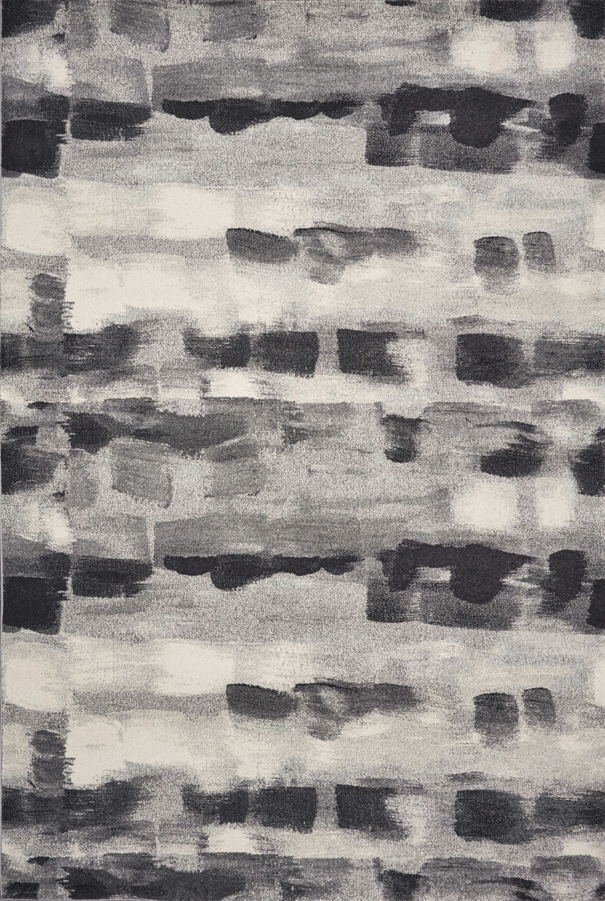 8" X 11" Shades Of Grey Machine Woven Abstract Brushstroke Indoor Area Rug