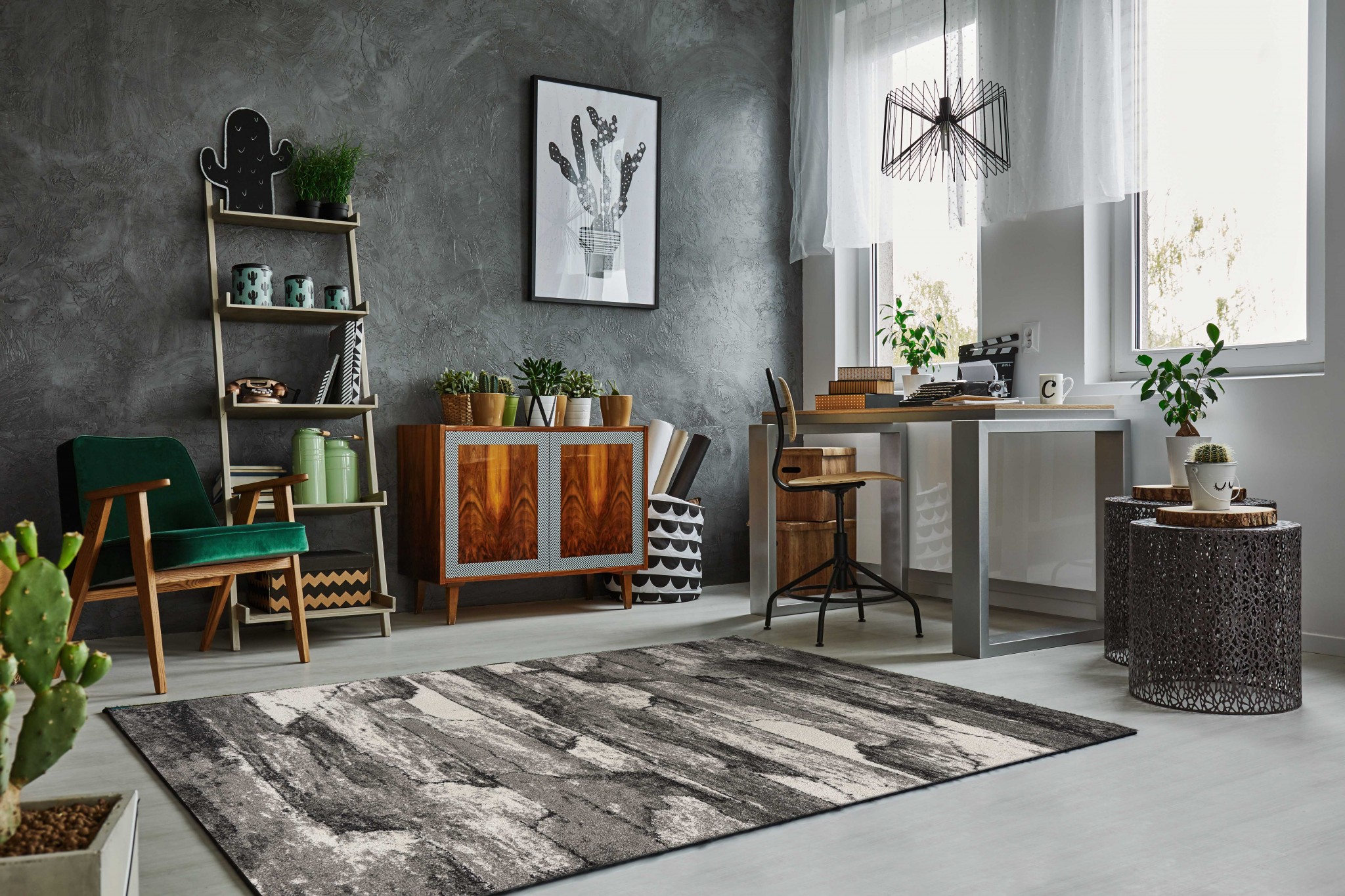 8" X 11" Gray Abstract Area Rug