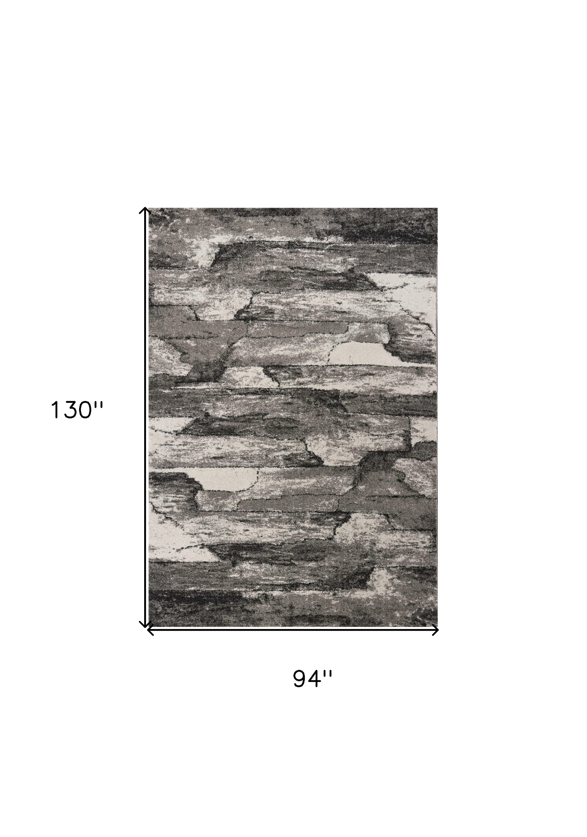 8" X 11" Gray Abstract Area Rug