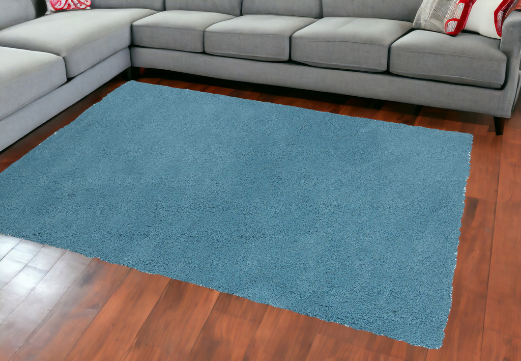 8'X11' Highlighter Blue Indoor Shag Rug-350079-1