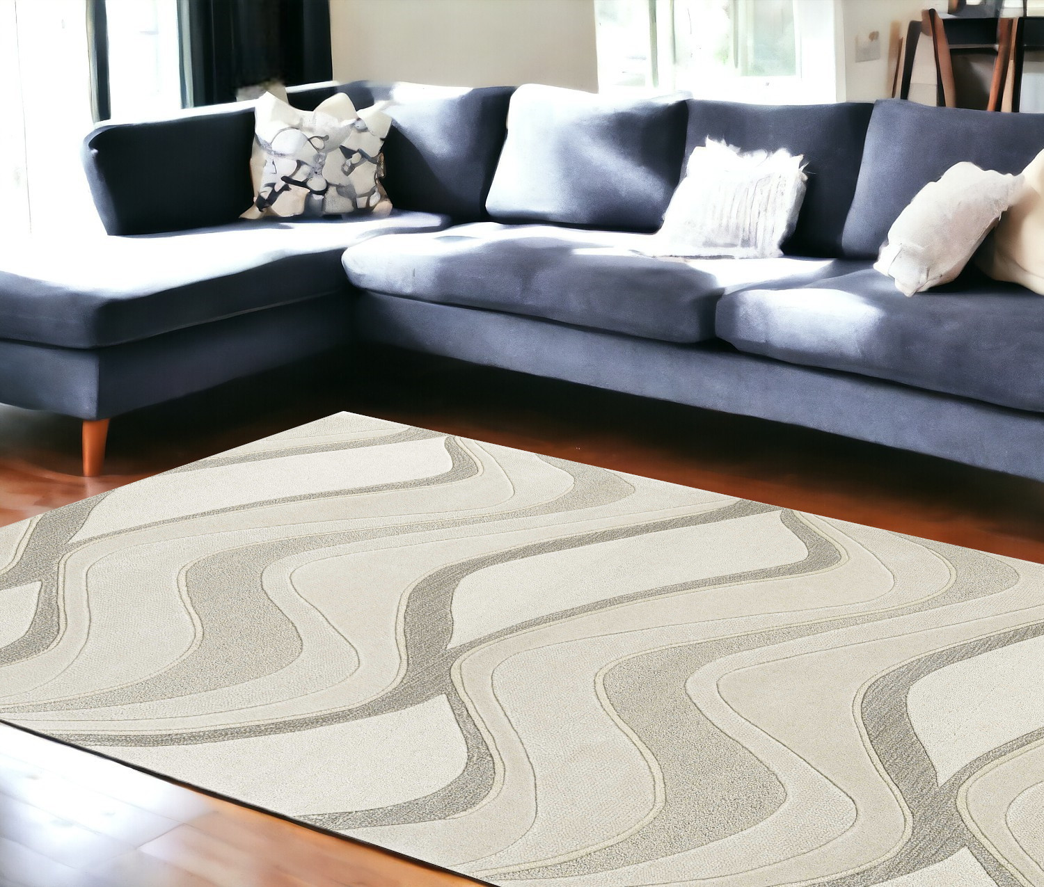 8' X 10' 6 Wool Ivory  Area Rug-350252-1