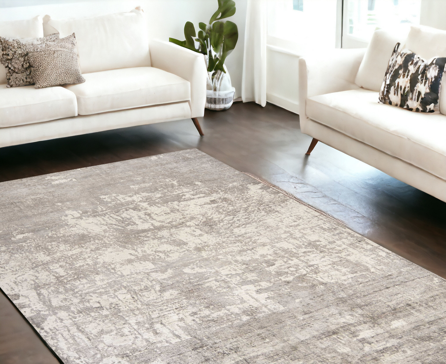 7' X 10'  Viscose Beige Area Rug-350413-1