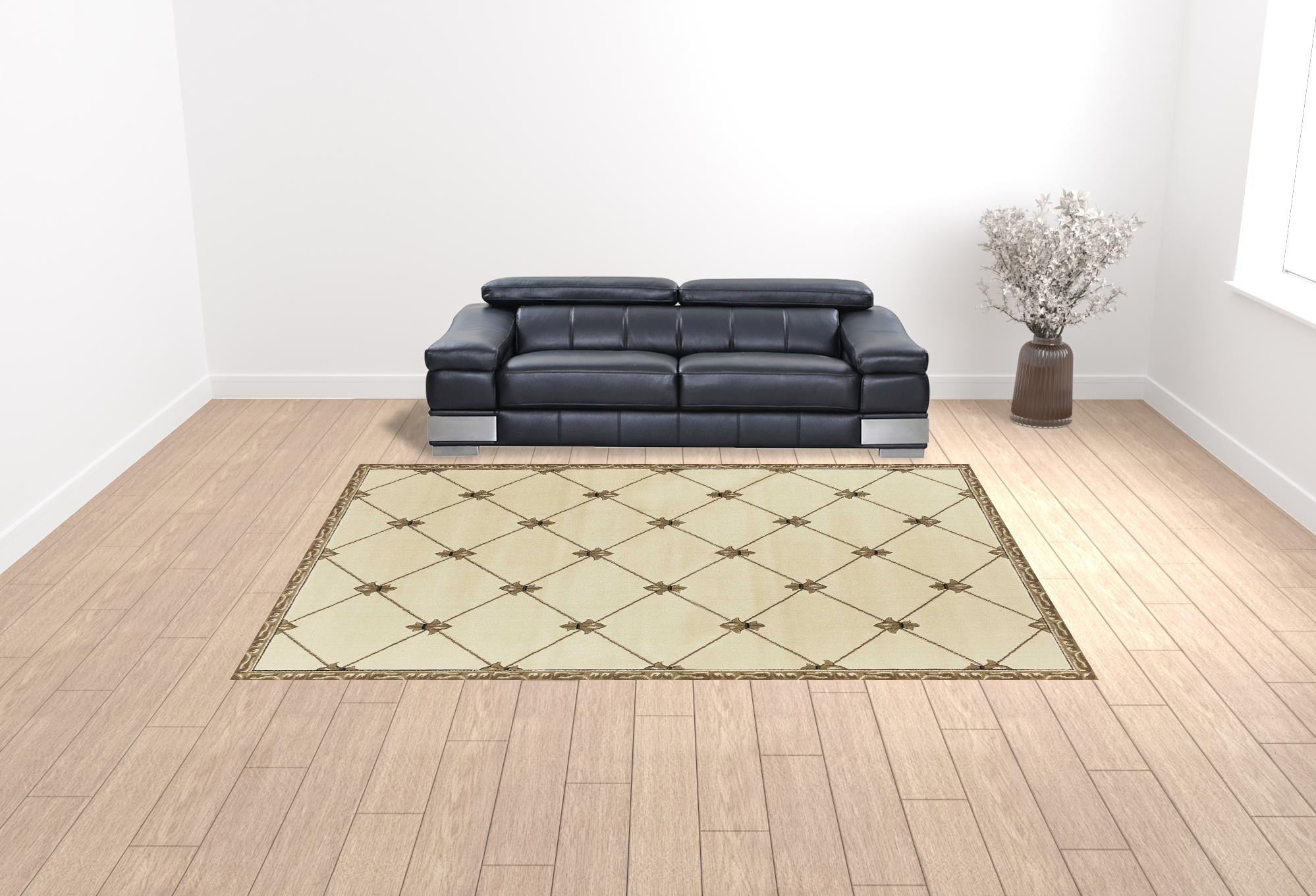 9" X 13"  Polypropylene Ivory Area Rug