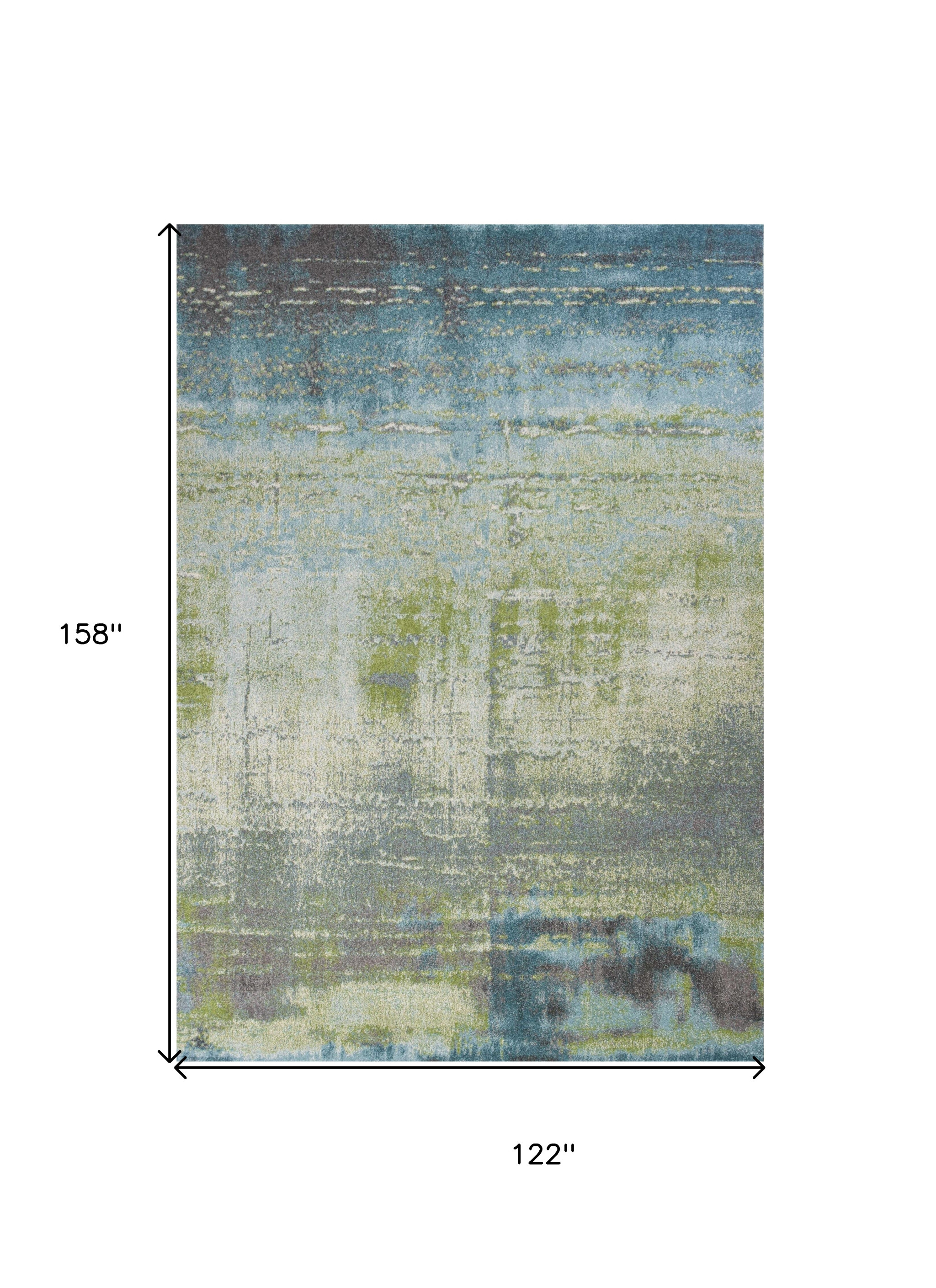 9" X 13"  Polypropylene Blue Or  Green Area Rug