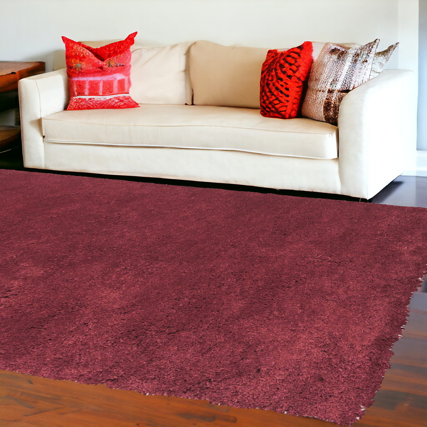 9' X 13' Polyester Red Area Rug-350558-1