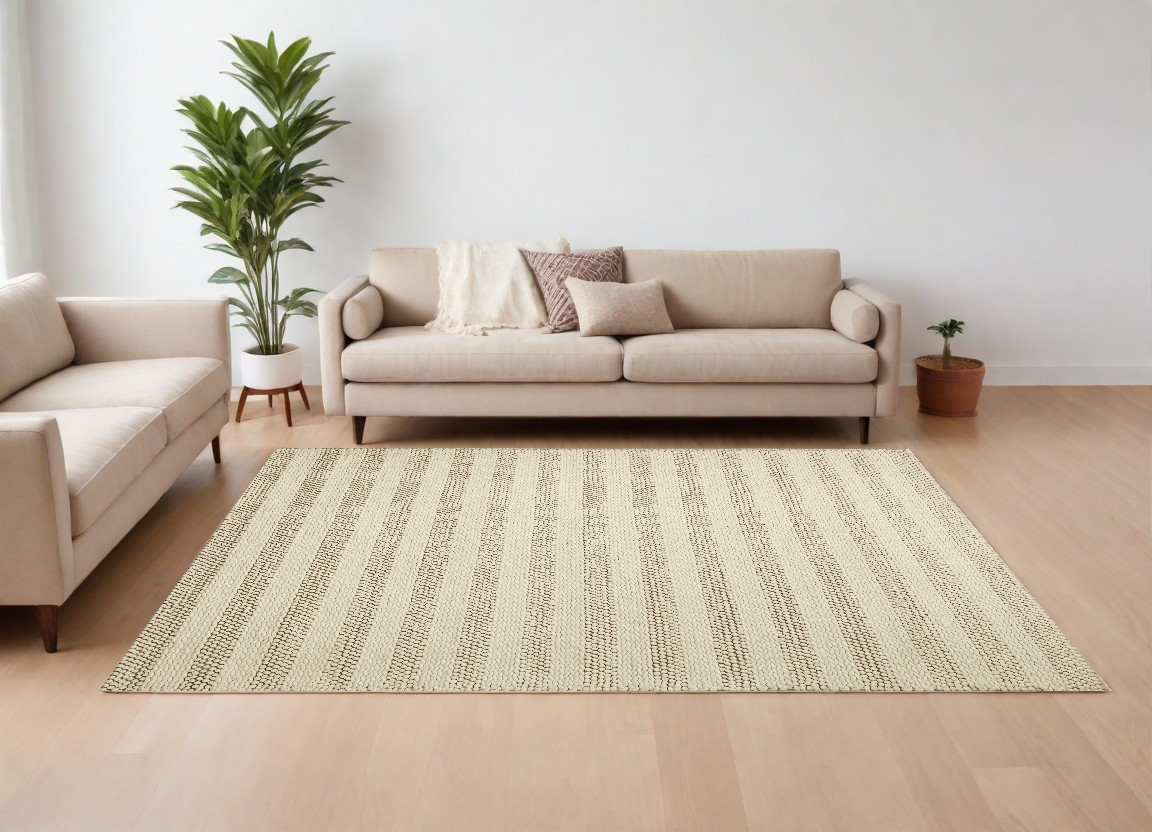 9' X 13' Wool White Area Rug-350615-1