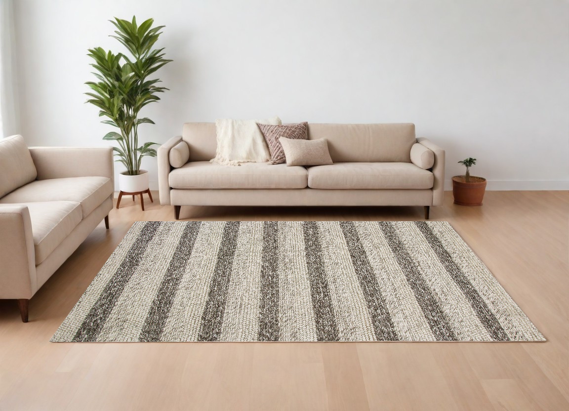 9' X 13' Wool Grey Or  White Area Rug-350617-1
