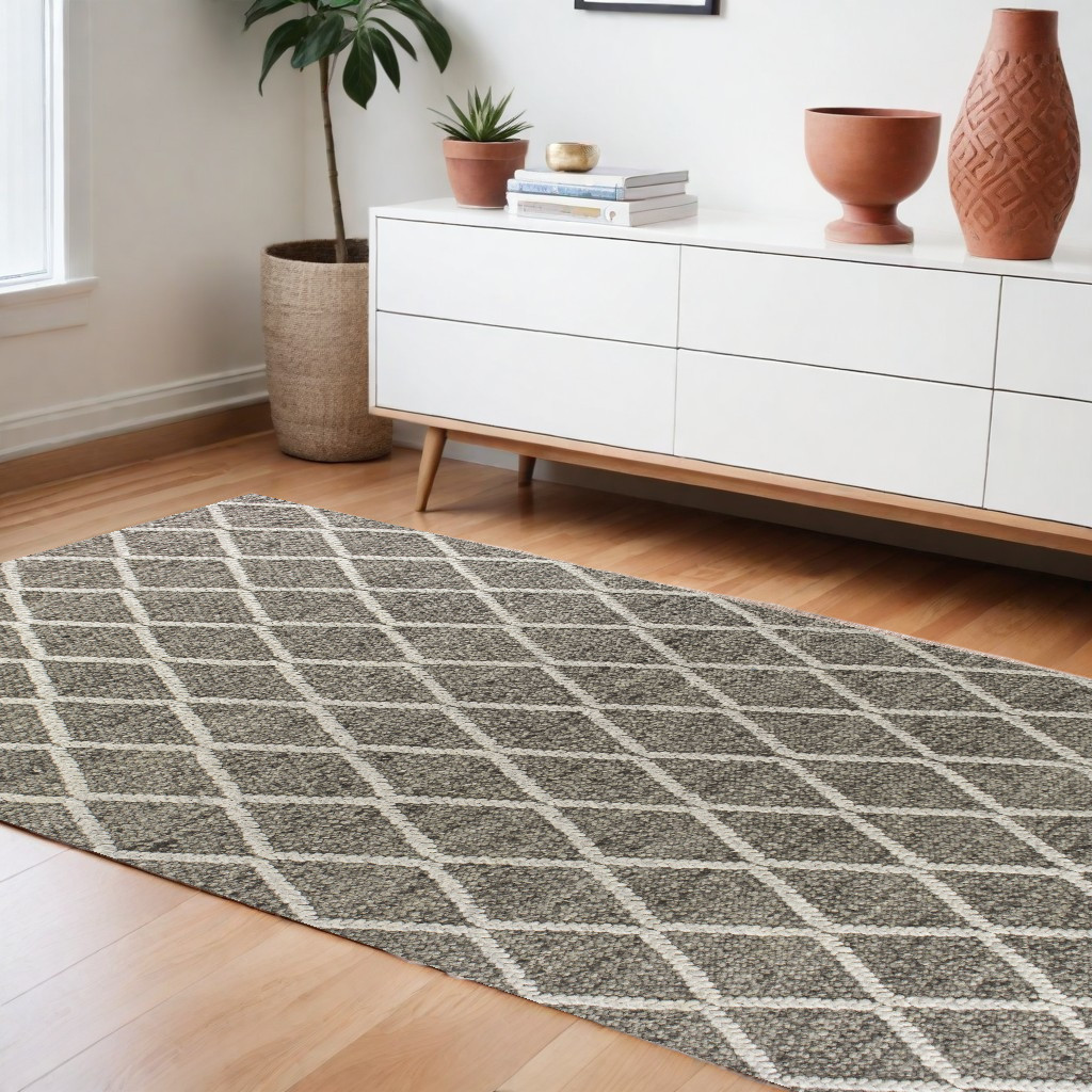 9' X 13' Wool Dark Grey Area Rug-350619-1