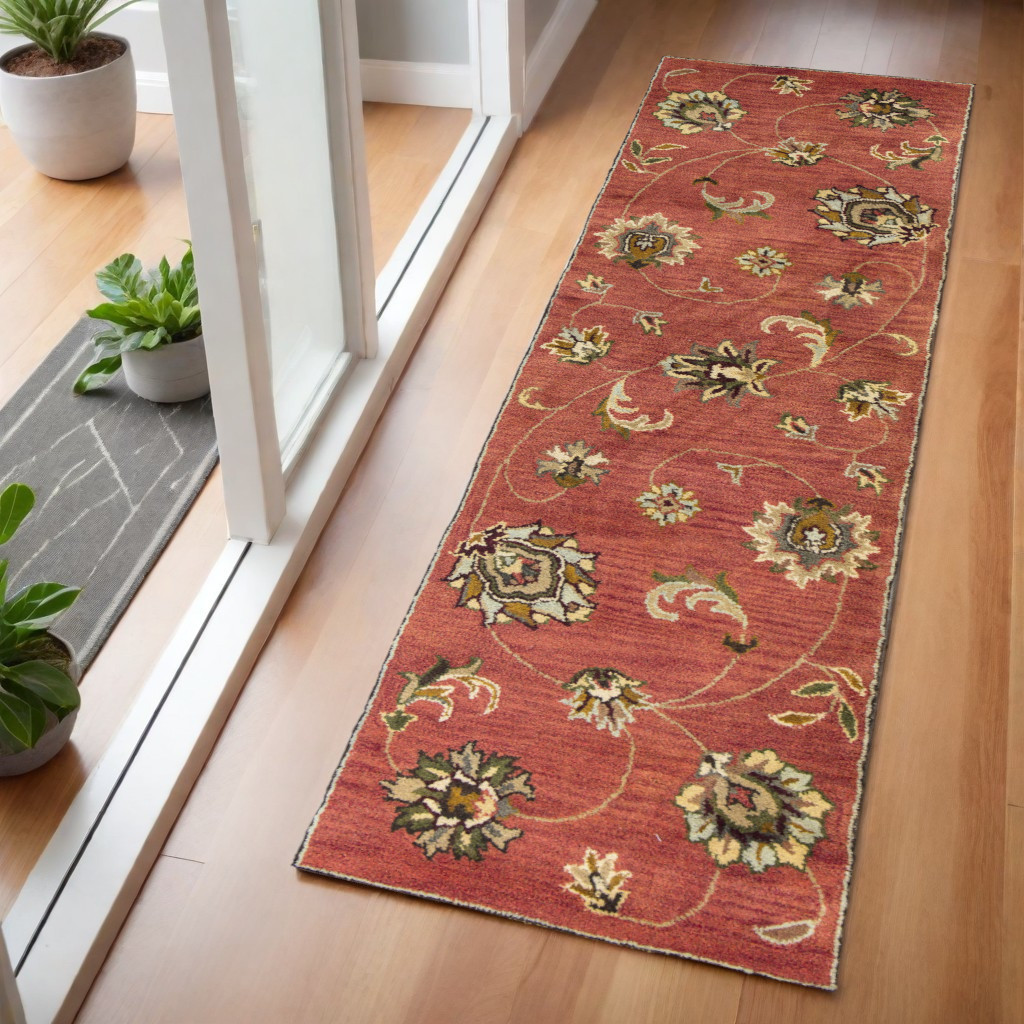 2' X 7' Sienna Floral Vines Wool Runner Rug-352319-1