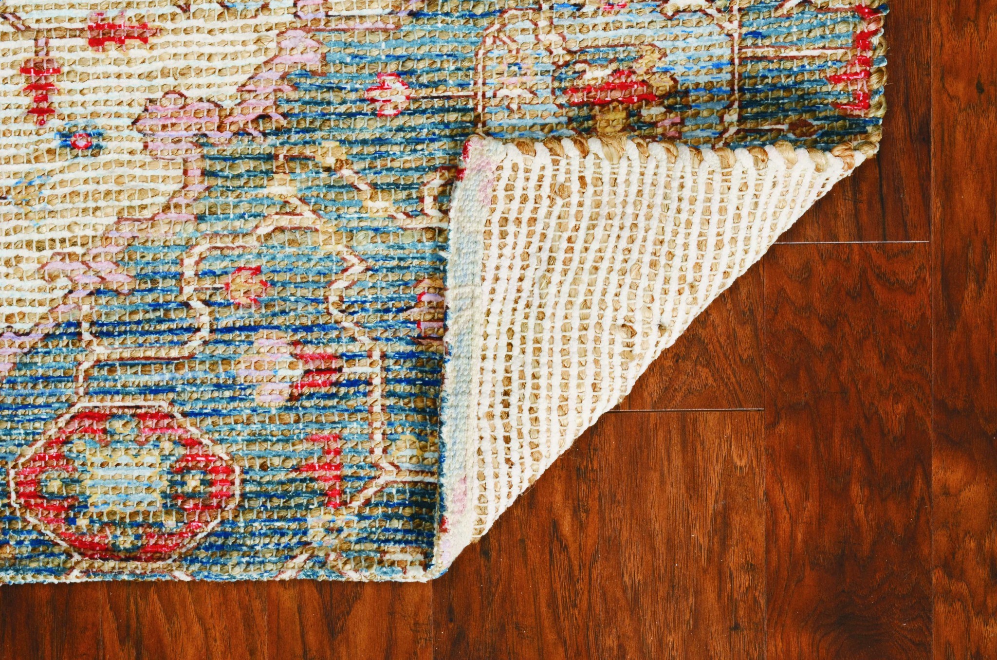 5" X 7" Blue and Beige Medallion Hand Woven Distressed Area Rug