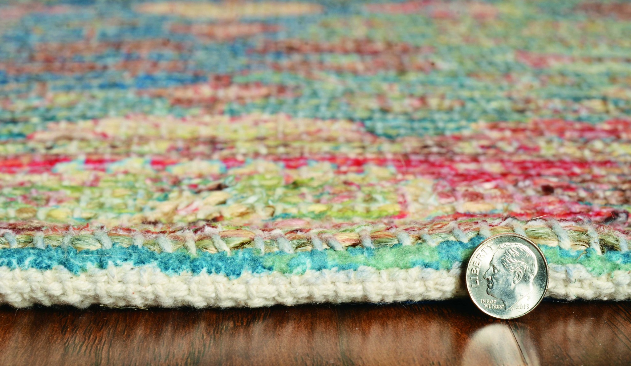 5" X 7" Blue and Red Floral Medallion Hand Woven Area Rug