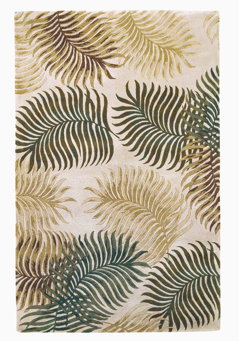 3'X5' Natural Beige Hand Tufted Tropical Leaves Indoor Area Rug-352447-1