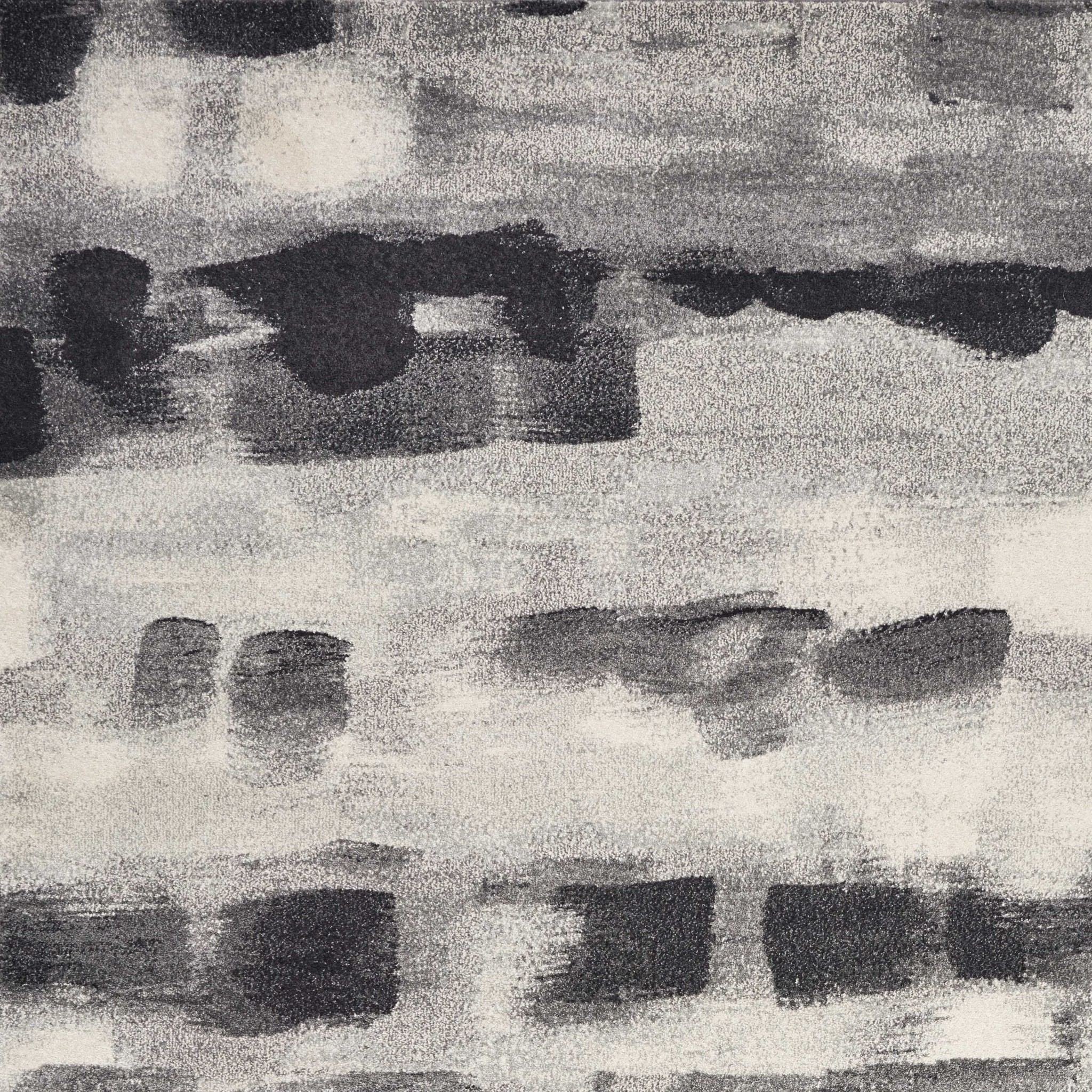 5" X 8" Shades Of Grey Machine Woven Abstract Brushstroke Indoor Area Rug