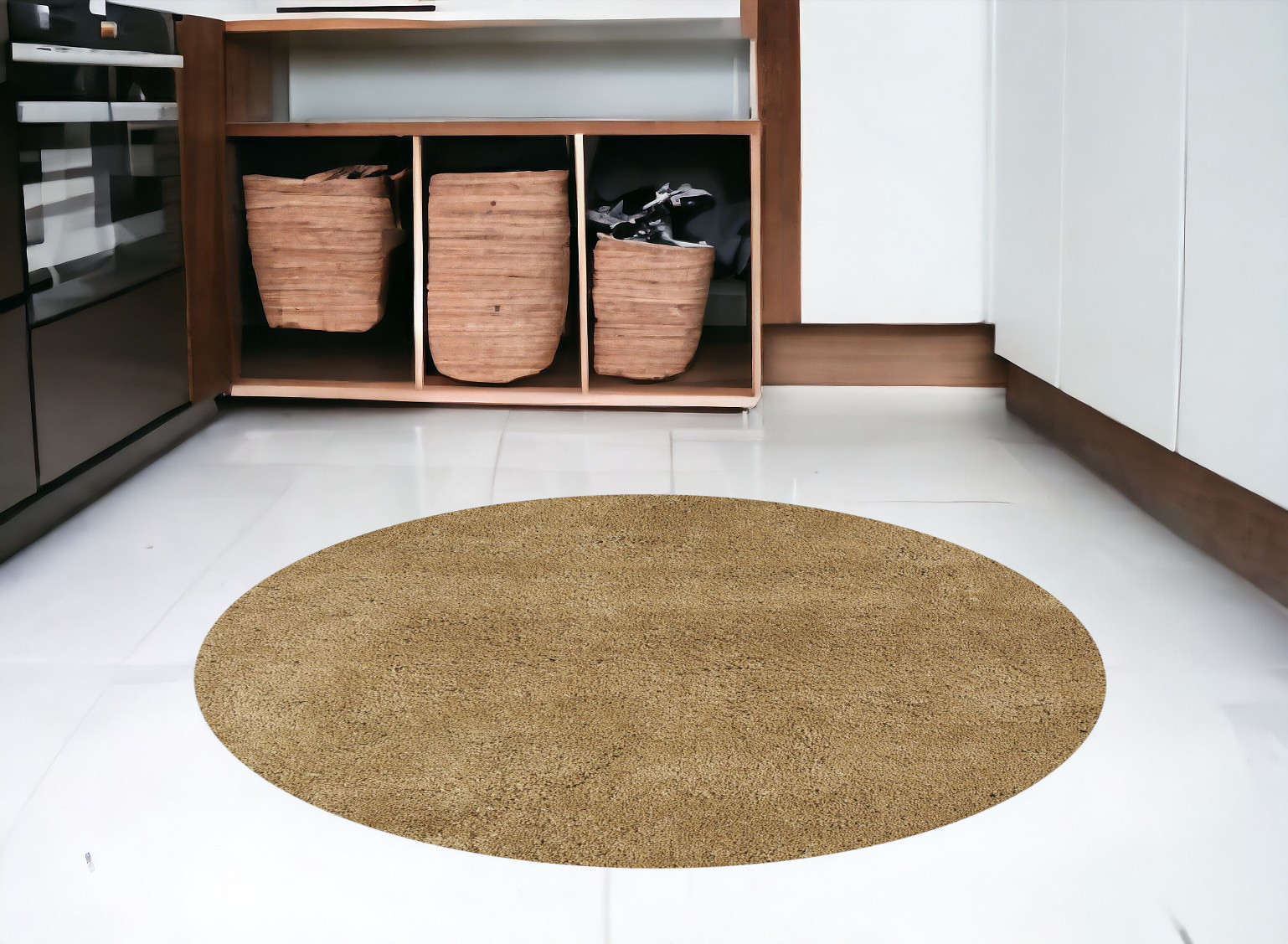 6' Gold Round Indoor Shag Rug-352634-1