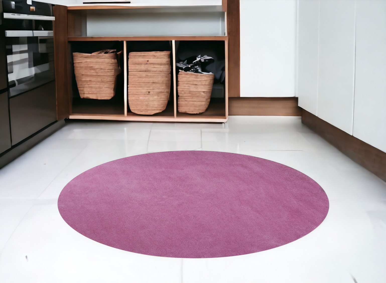 6' Round  Polyester Hot Pink Area Rug-352639-1