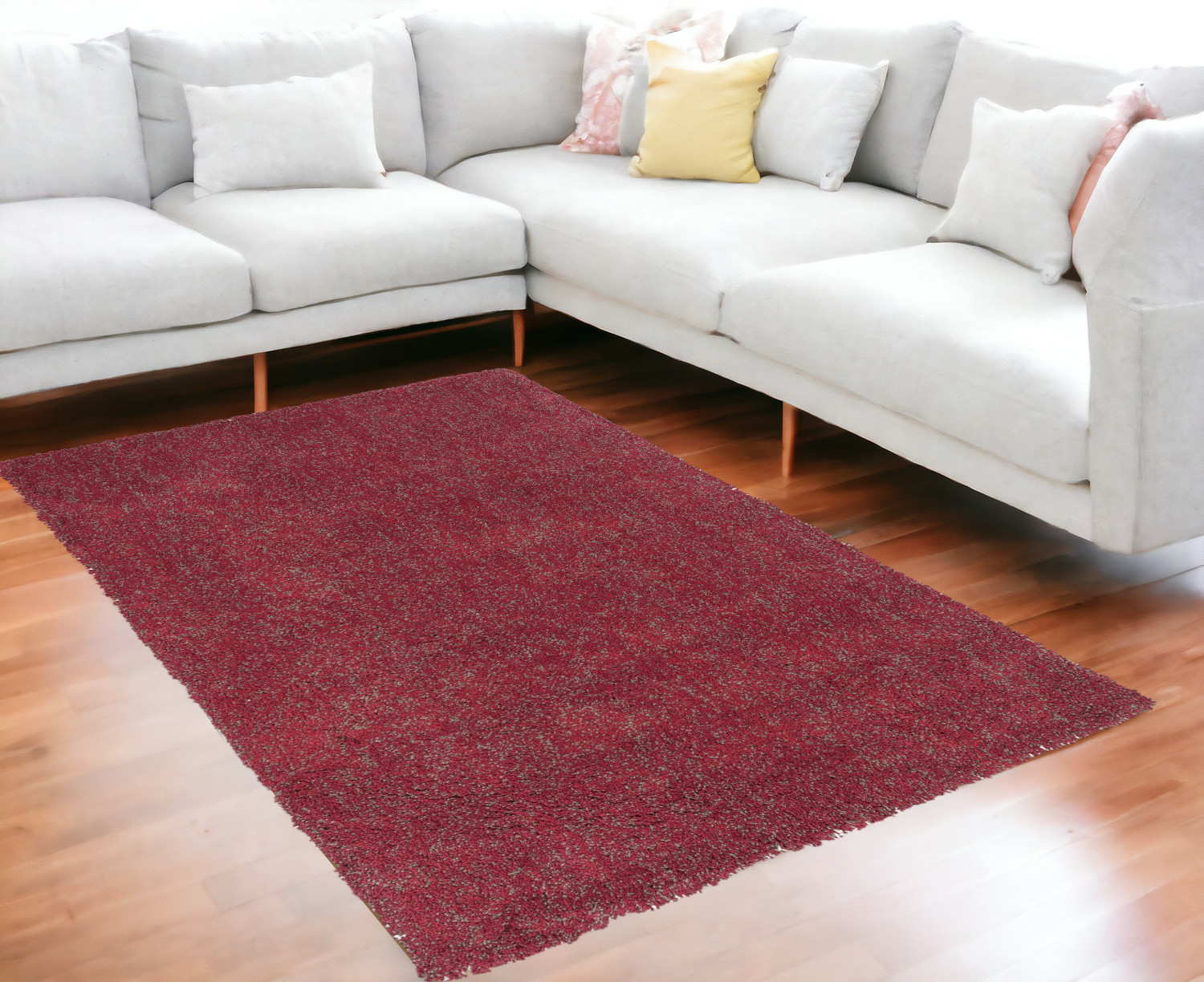 5' X 7' Red Heather Plain Indoor Area Rug-352646-1