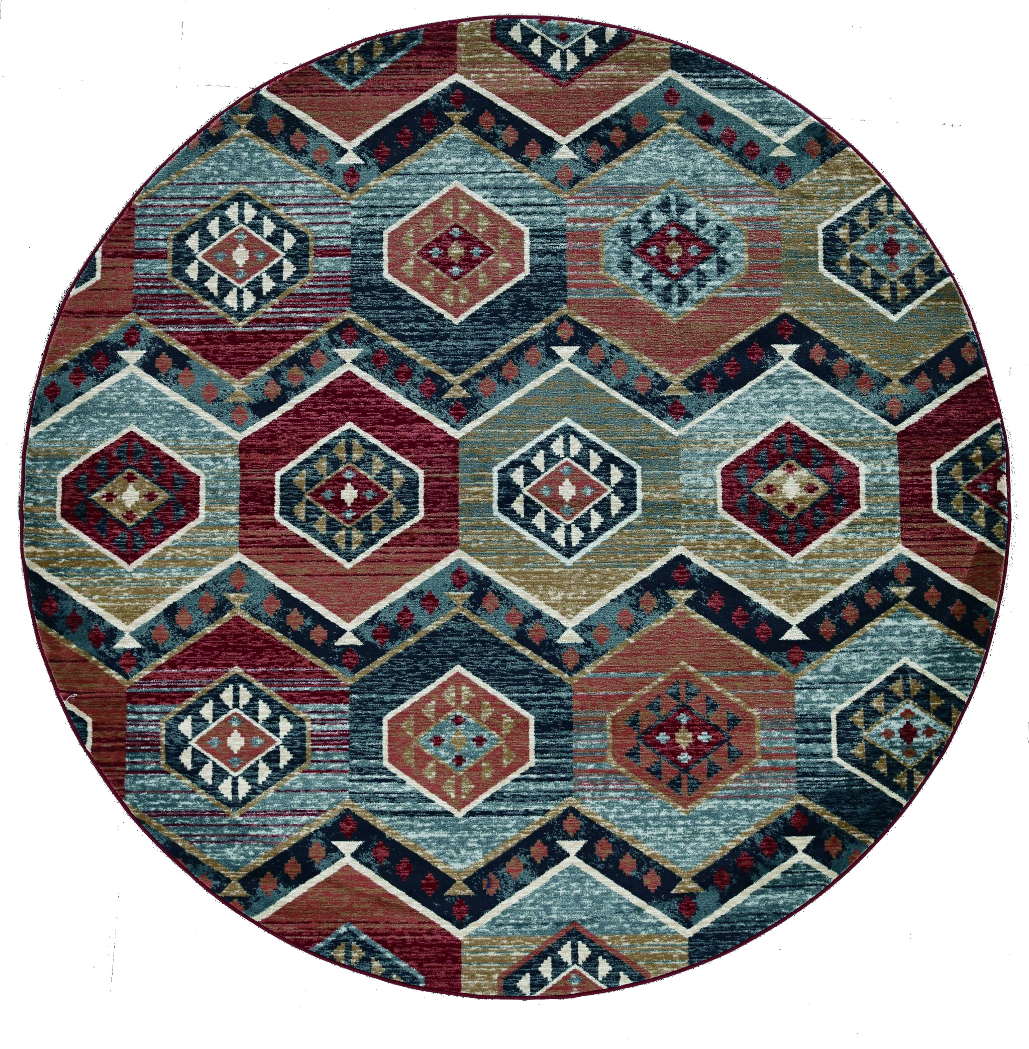 7' Red Round Area Rug-352680-1