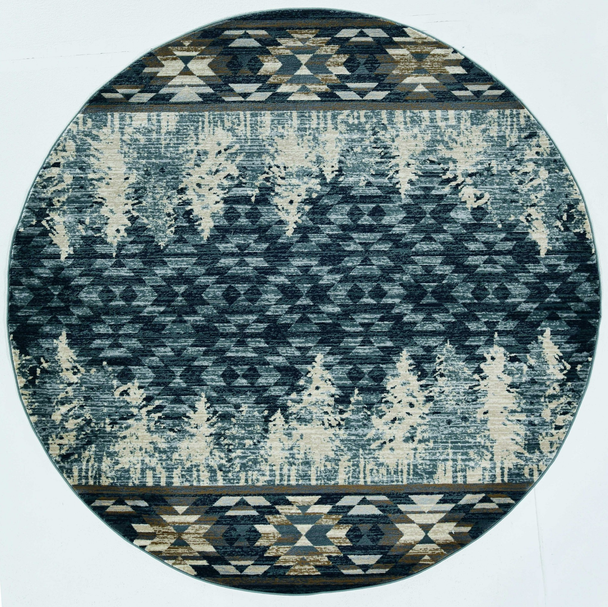 8" Slate Blue Round Area Rug