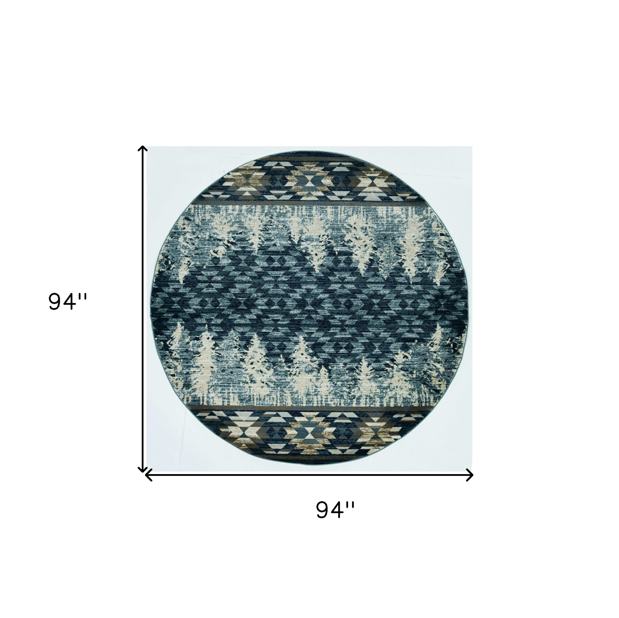 8" Slate Blue Round Area Rug