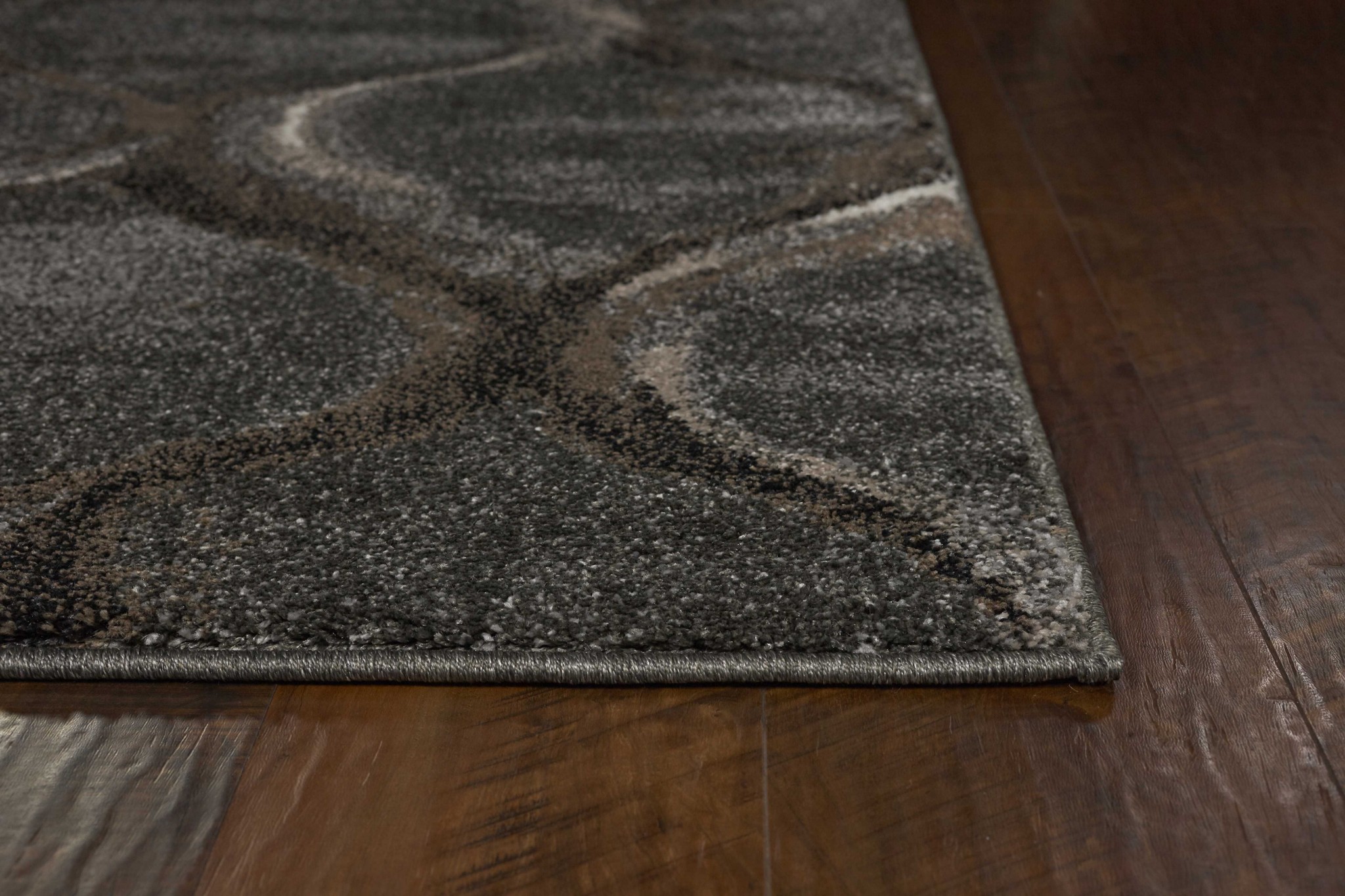 5" X 8" Charcoal Grey Machine Woven Ogee Indoor Area Rug