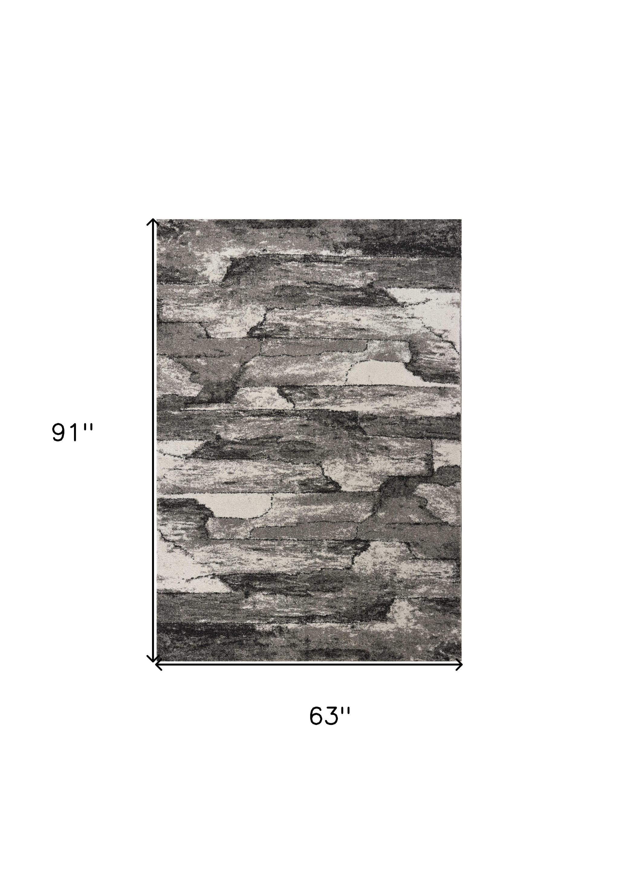 5" X 8" Gray Abstract Area Rug