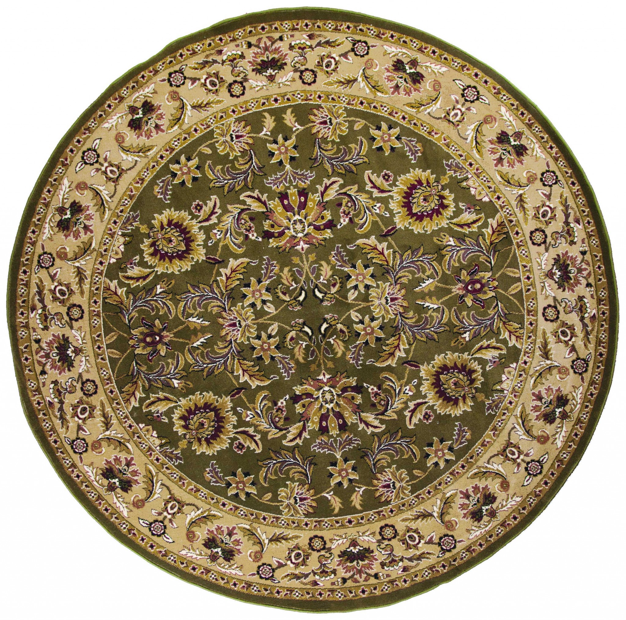 8' Blue And Green Floral Vines Octagon Rug-352857-1