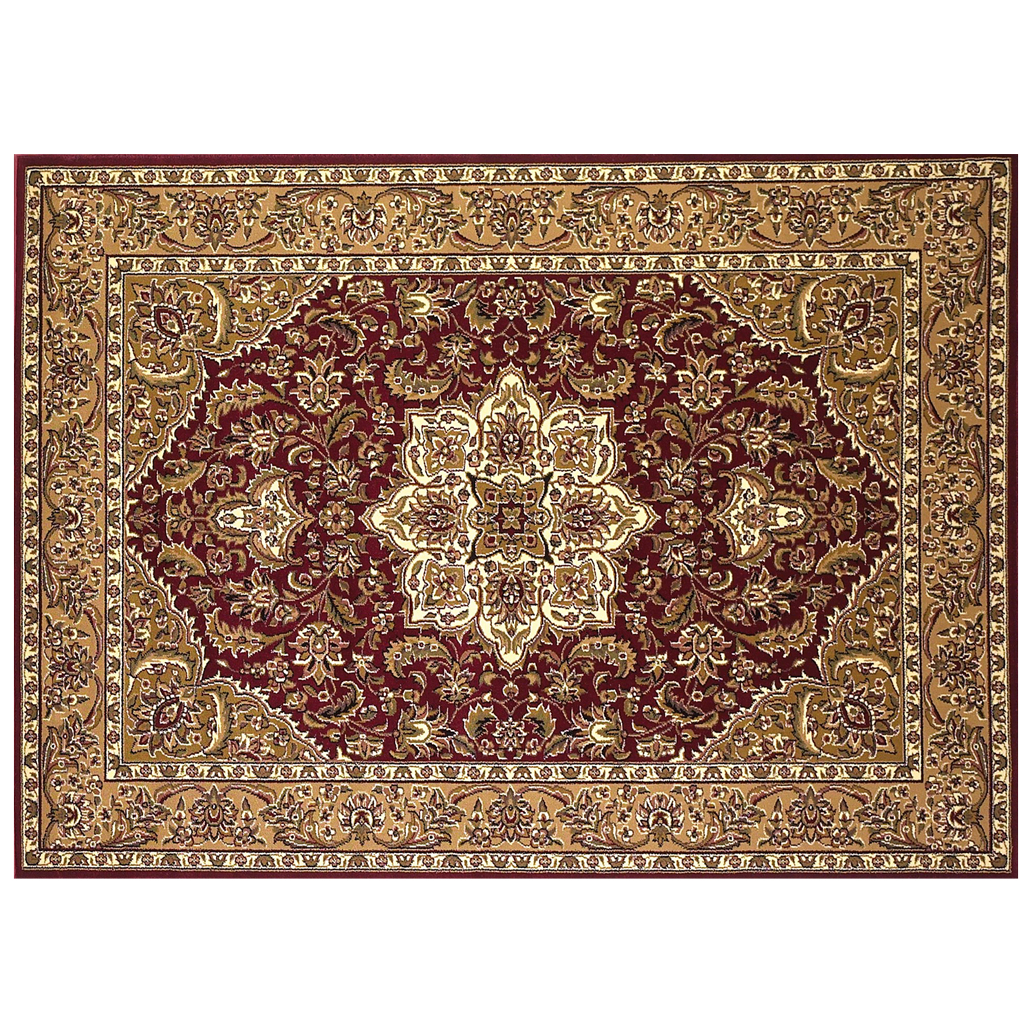 Red And Beige Octagon Medallion Area Rug-352871-1
