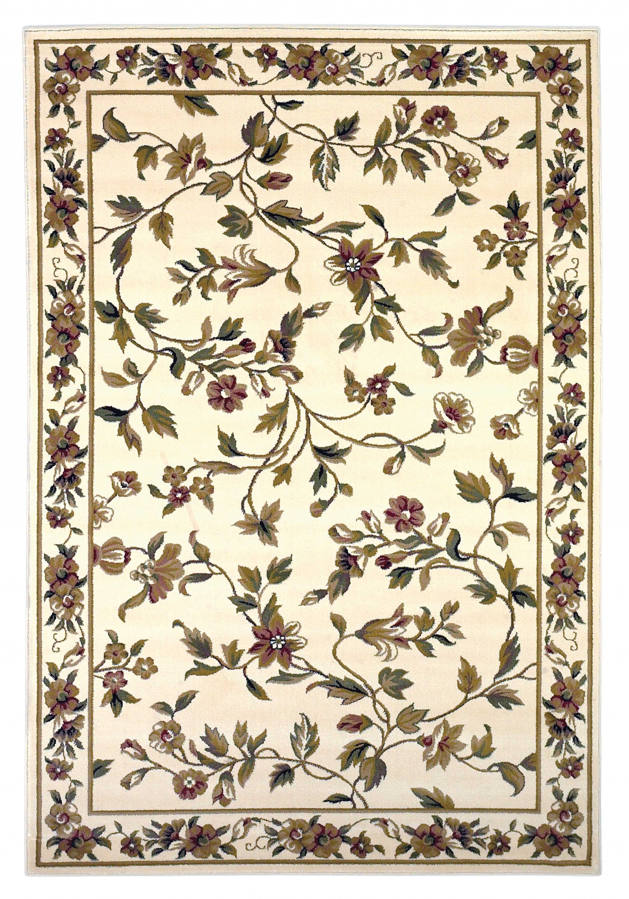 8' Ivory Octagon Floral Area Rug-352876-1