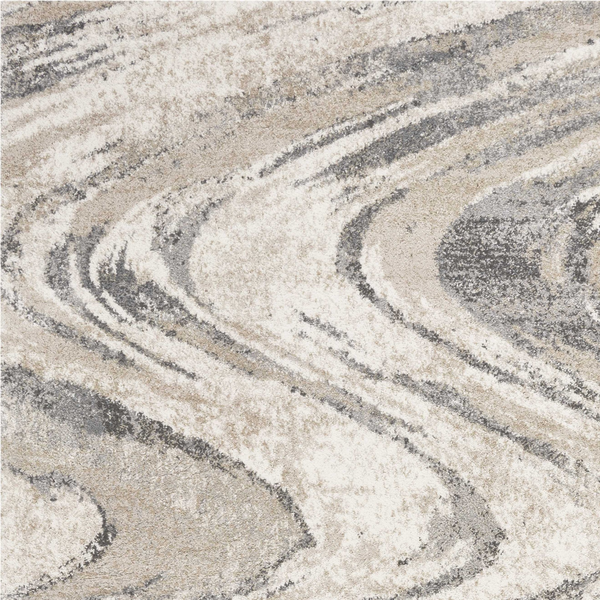 5" X 8" Natural Abstract Wave Brushstrokes Indoor Area Rug
