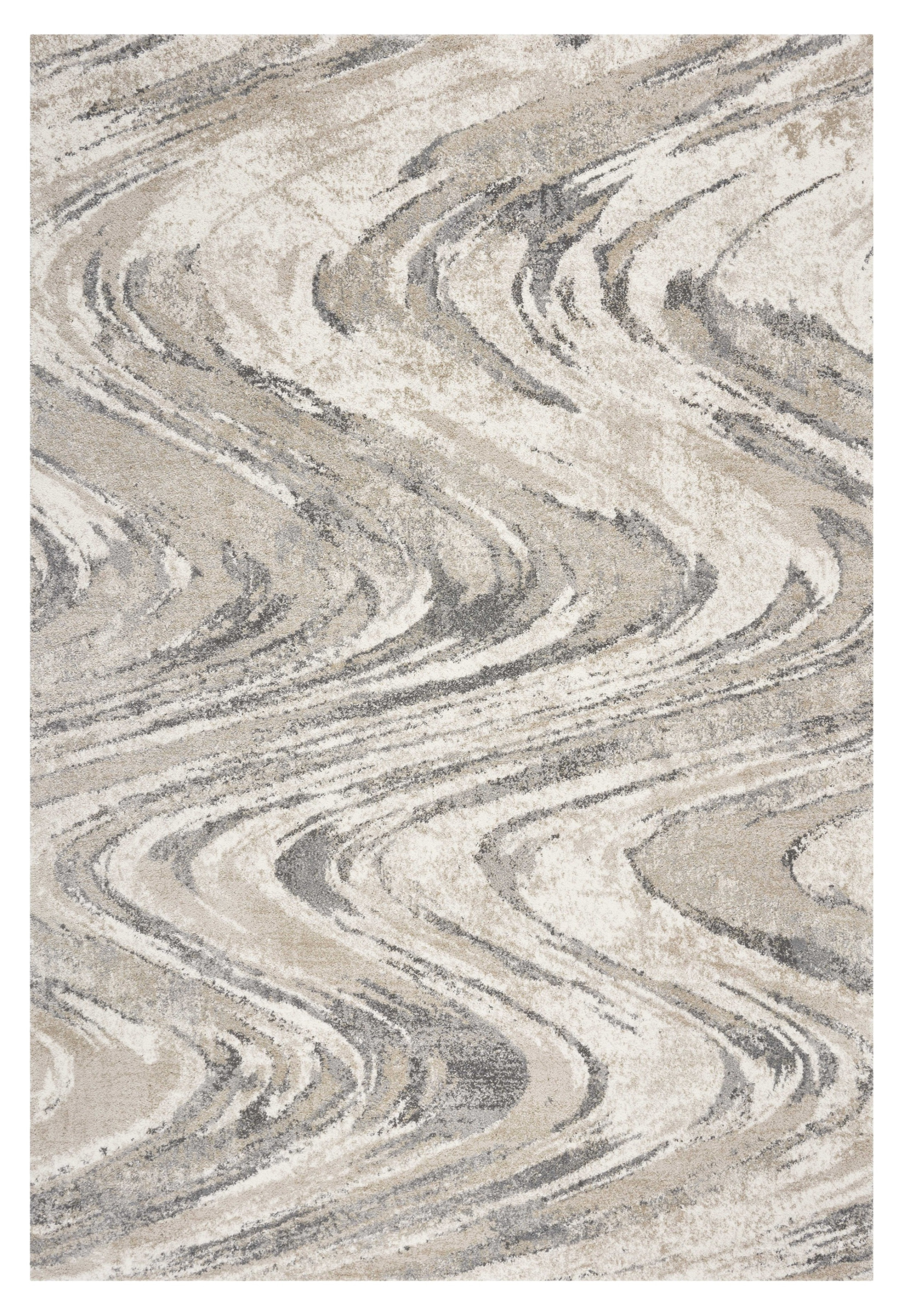 5" X 8" Natural Abstract Wave Brushstrokes Indoor Area Rug