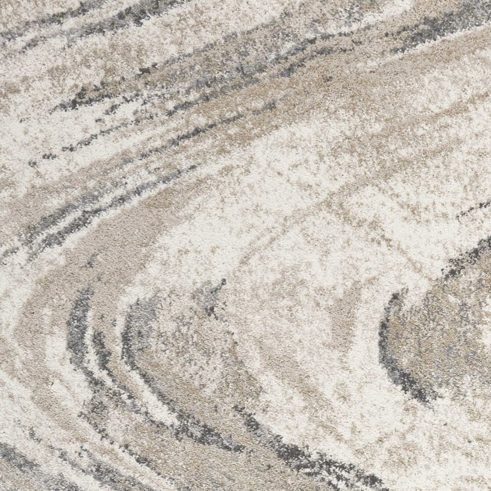 5" X 8" Natural Abstract Wave Brushstrokes Indoor Area Rug