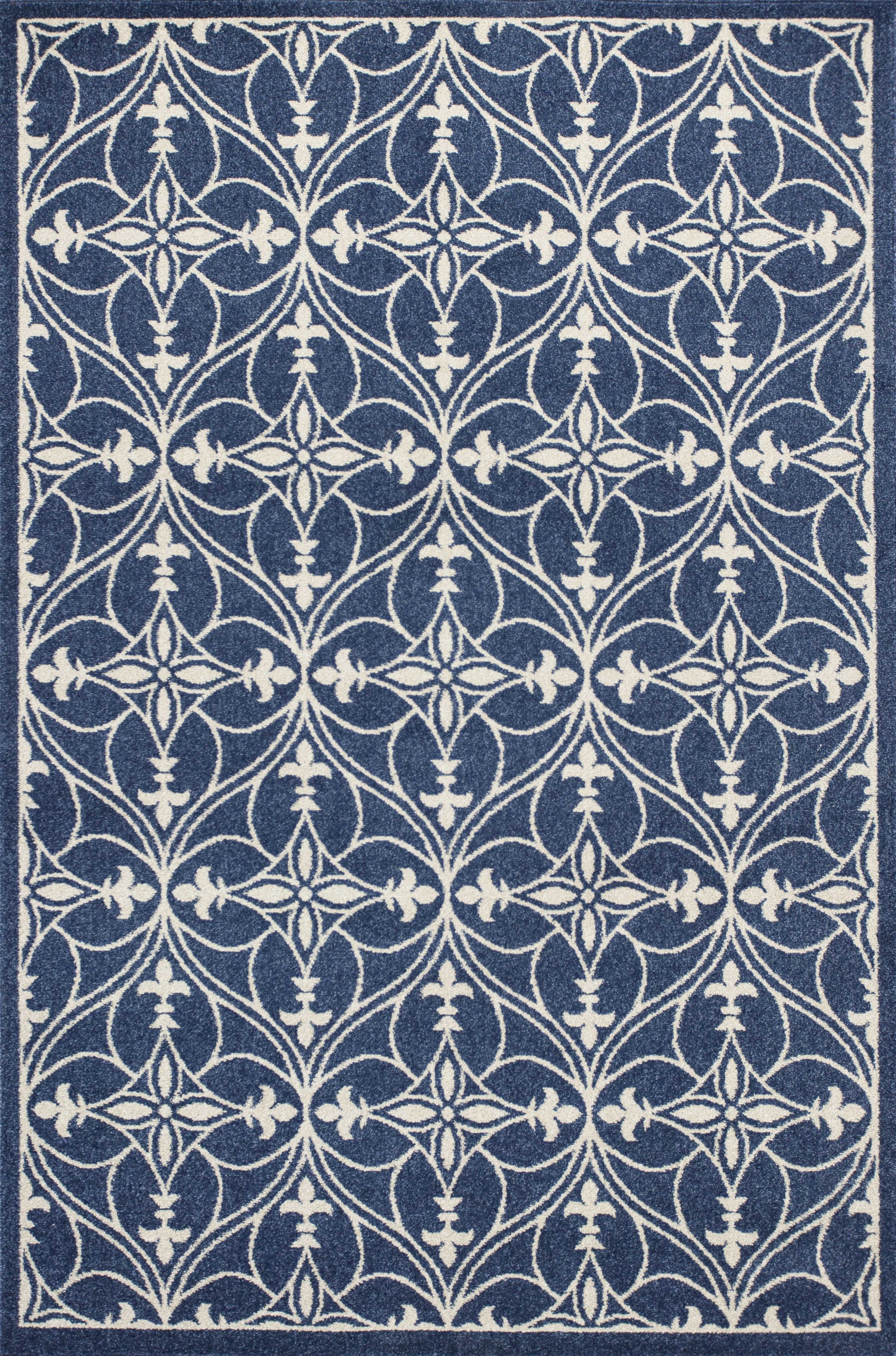 8'X11' Denim Blue Machine Woven Uv Treated Ogee Indoor Outdoor Area Rug-352979-1